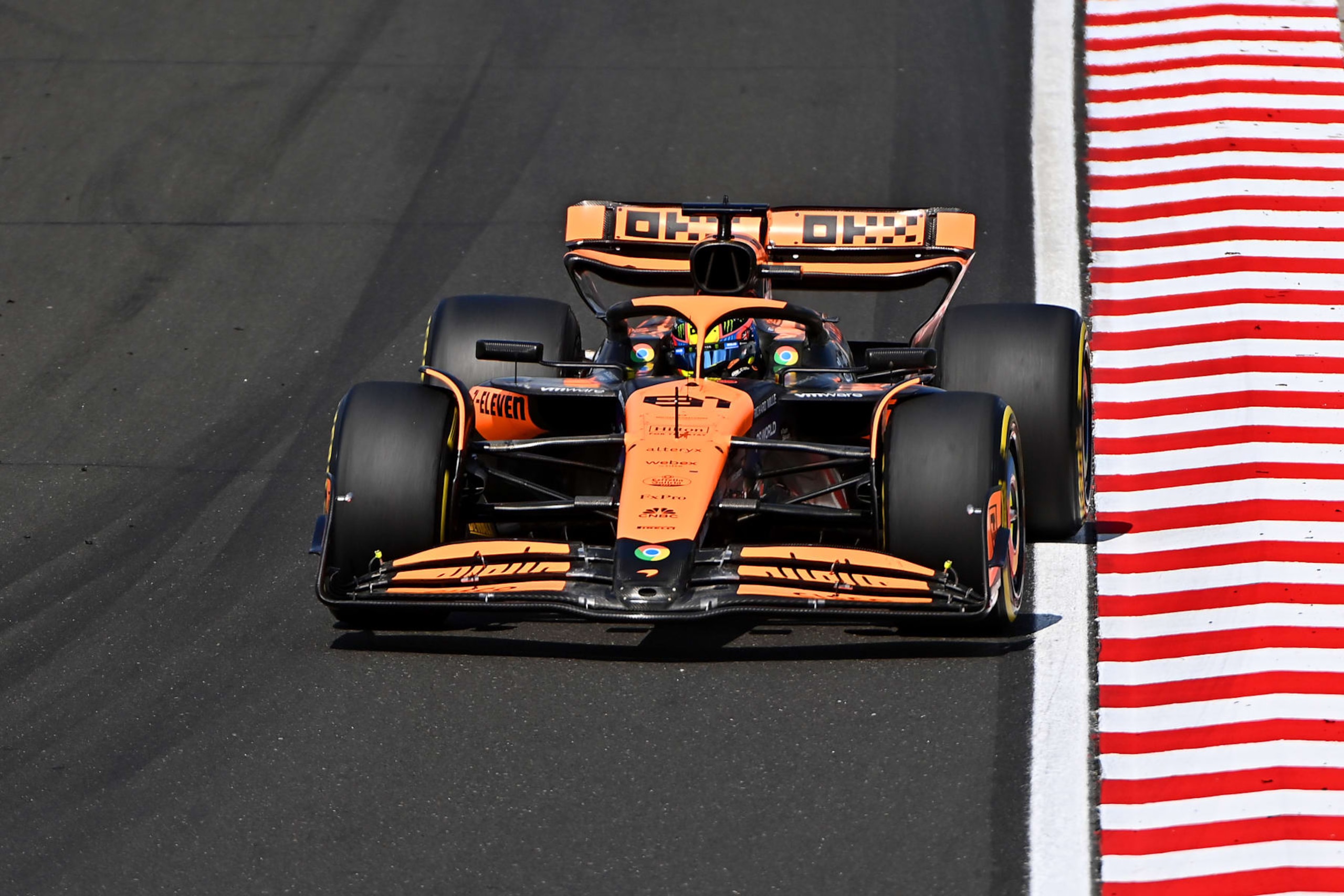 BUDAPEST, HUNGARY - JULY 21: Oscar Piastri of Australia driving the (81) McLaren MCL38 Mercedes on track during the F1 Grand Prix of Hungary at Hungaroring on July 21, 2024 in Budapest, Hungary. (Photo by James Sutton - Formula 1/Formula 1 via Getty Images)