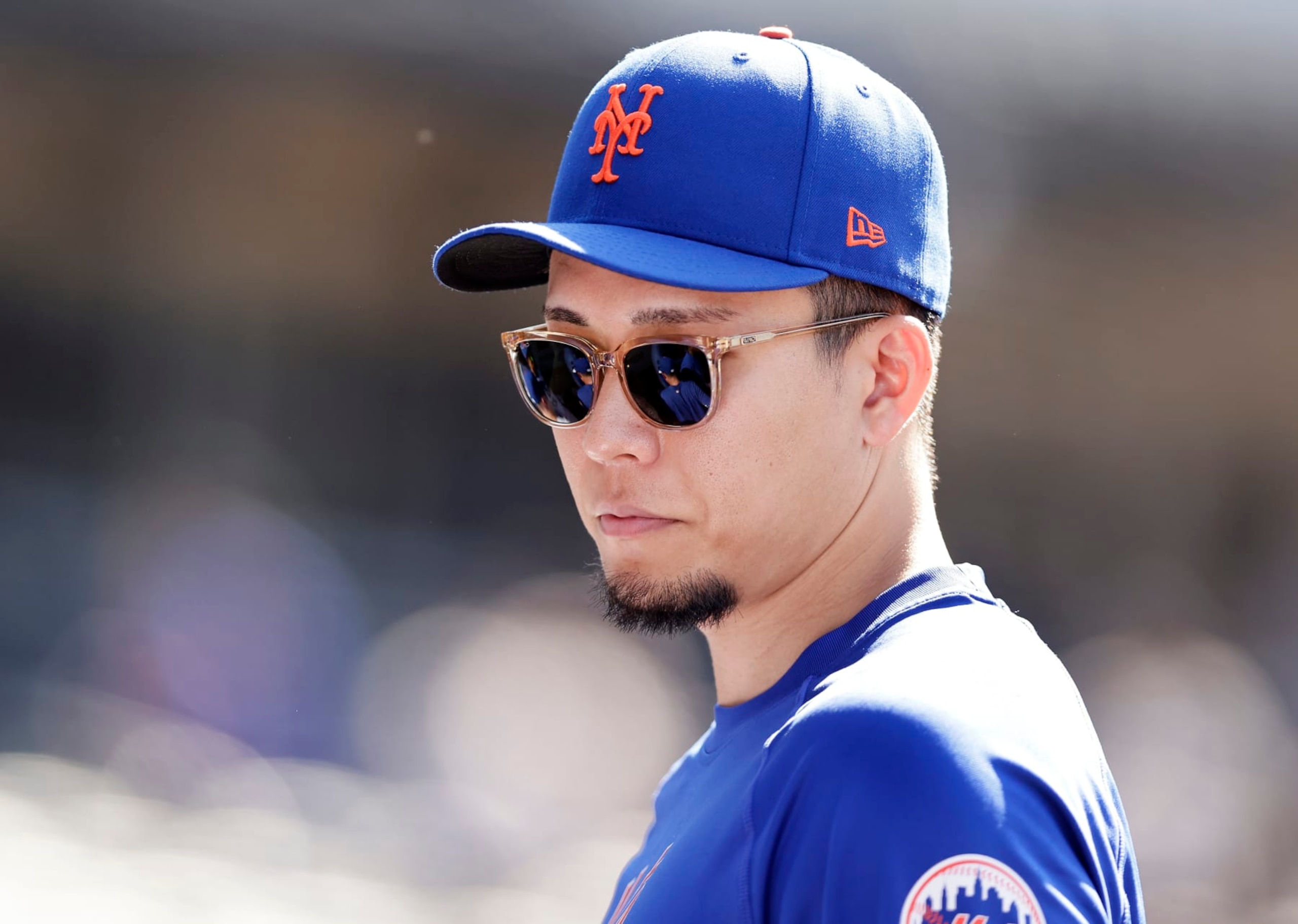 NEW YORK, NEW YORK - JULY 11:  Kodai Senga #34 of the New York Mets looks on after a game against the Washington Nationals at Citi Field on July 11, 2024 in New York City. (Photo by Jim McIsaac/Getty Images)