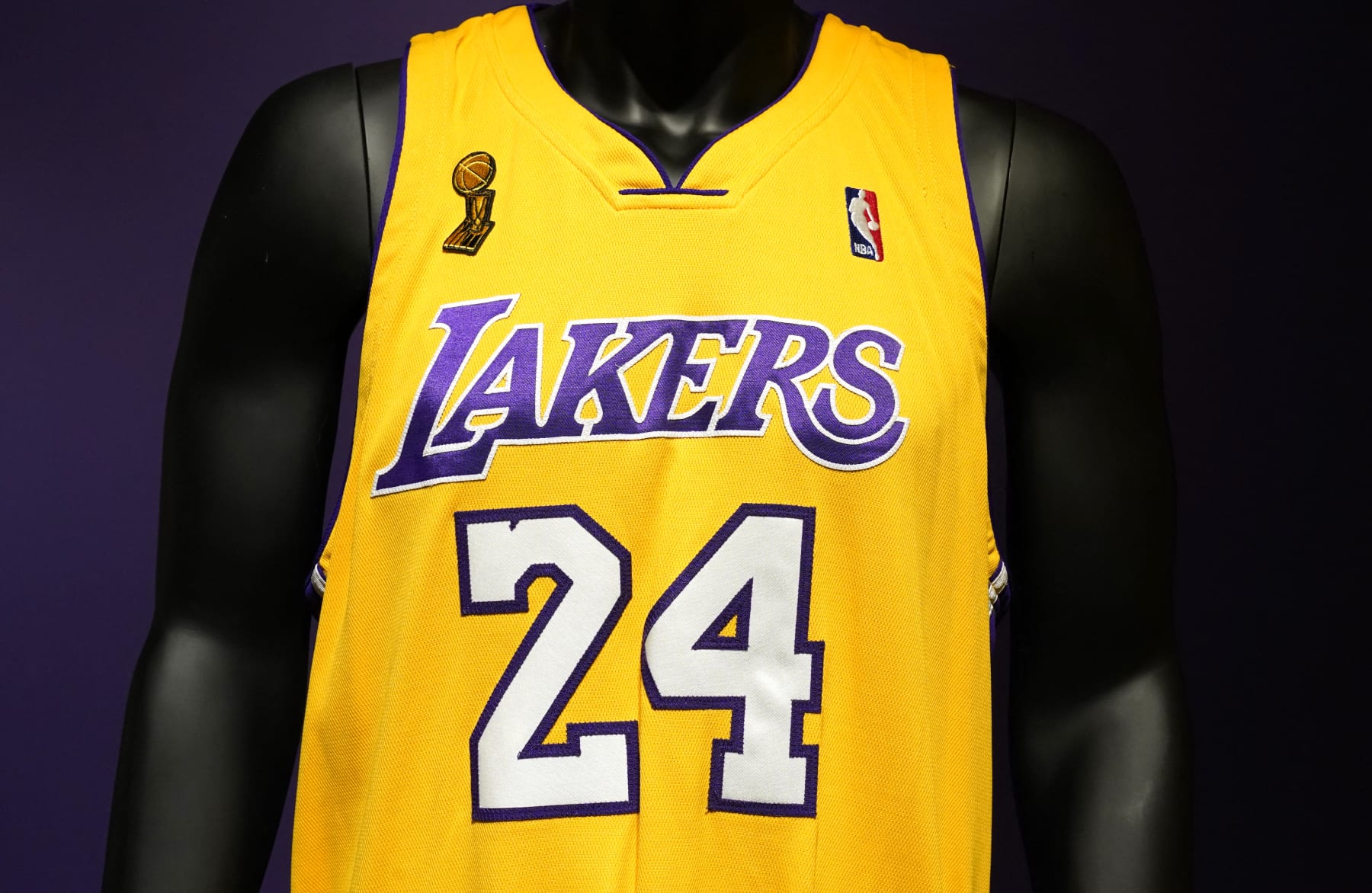 Kobe Bryant's game jersey worn during Game 1 of the 2009 NBA Finals is on display at 'Sports Week' auctions at Sotheby's in New York City on April 4, 2024. (Photo by TIMOTHY A. CLARY / AFP) (Photo by TIMOTHY A. CLARY/AFP via Getty Images) Kobe Bryant's game jersey worn during Game 1 of the 2009 NBA Finals is on display at 'Sports Week' auctions at Sotheby's in New York City on April 4, 2024. (Photo by TIMOTHY A. CLARY / AFP) (Photo by TIMOTHY A. CLARY/AFP via Getty Images)