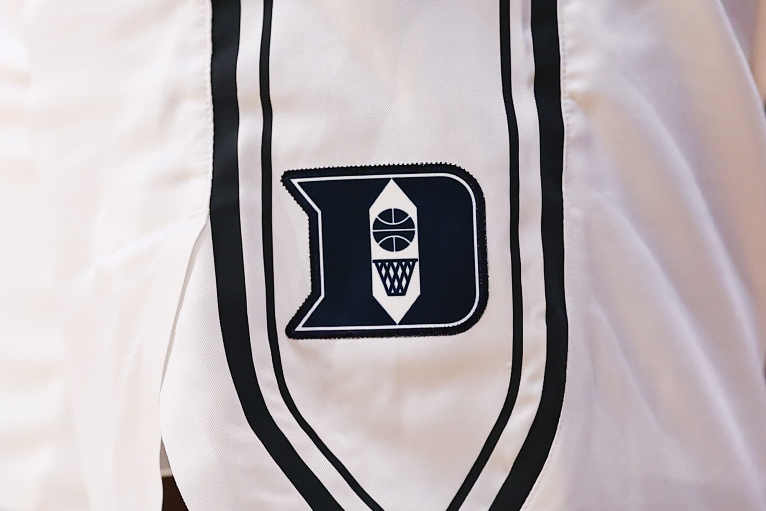 NEW YORK, NY - DECEMBER 20: A general view of the Duke Blue Devils shorts logo during the first half of the Garden Classic against the Baylor Bears on December 20, 2023 at Madison Square Garden in New York, New York. (Photo by Rich Graessle/Icon Sportswire via Getty Images) NEW YORK, NY - DECEMBER 20: A general view of the Duke Blue Devils shorts logo during the first half of the Garden Classic against the Baylor Bears on December 20, 2023 at Madison Square Garden in New York, New York. (Photo by Rich Graessle/Icon Sportswire via Getty Images)