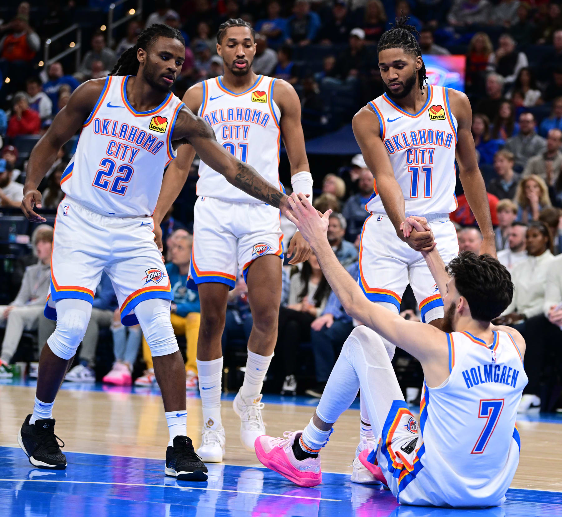 Cason Wallace, Aaron Wiggins, Isaiah Joe and Chet Holmgren