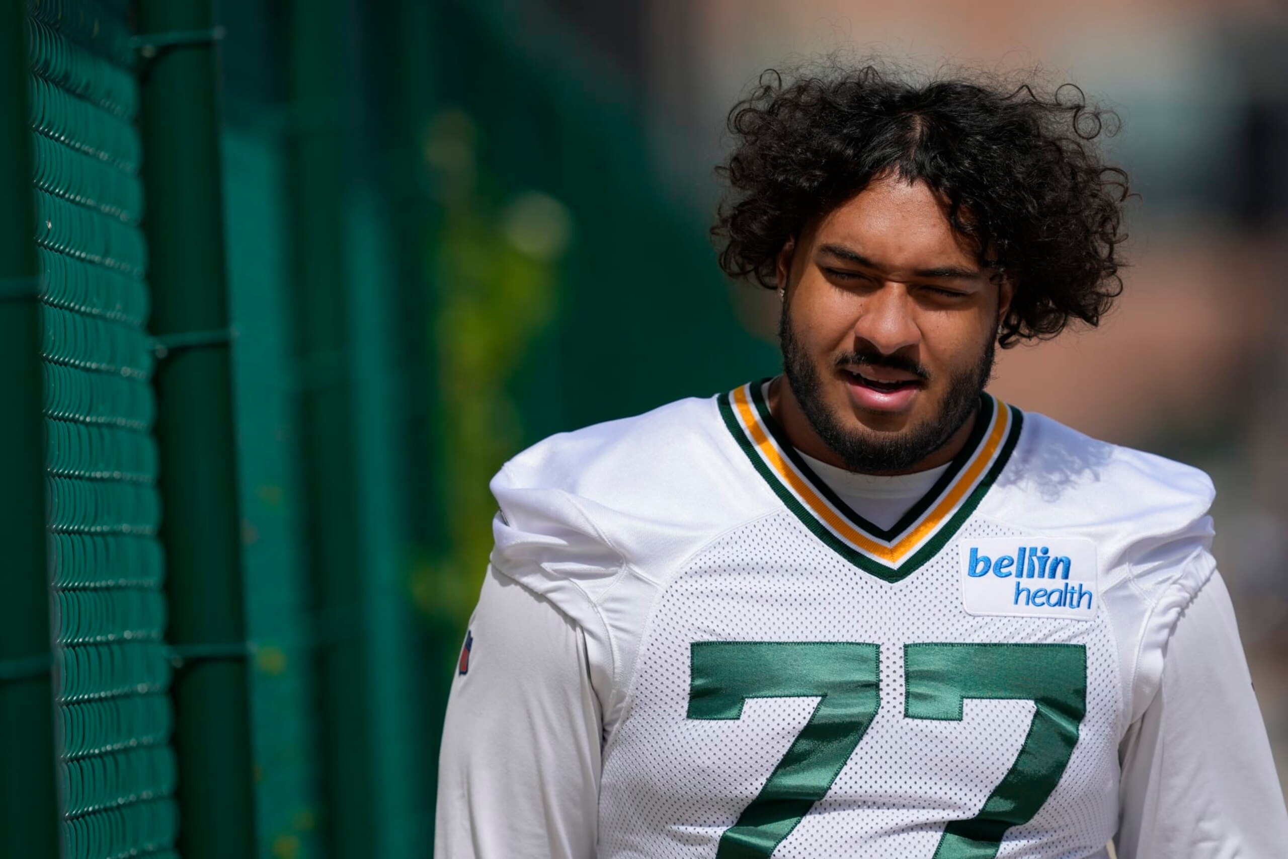 GREEN BAY, WISCONSIN - JUNE 11: Jordan Morgan #77 of the Green Bay Packers participates in drills during the Green Bay Packers Minicamp at Ray Nitschke Field on June 11, 2024 in Green Bay, Wisconsin. (Photo by Patrick McDermott/Getty Images) GREEN BAY, WISCONSIN - JUNE 11: Jordan Morgan #77 of the Green Bay Packers participates in drills during the Green Bay Packers Minicamp at Ray Nitschke Field on June 11, 2024 in Green Bay, Wisconsin. (Photo by Patrick McDermott/Getty Images)