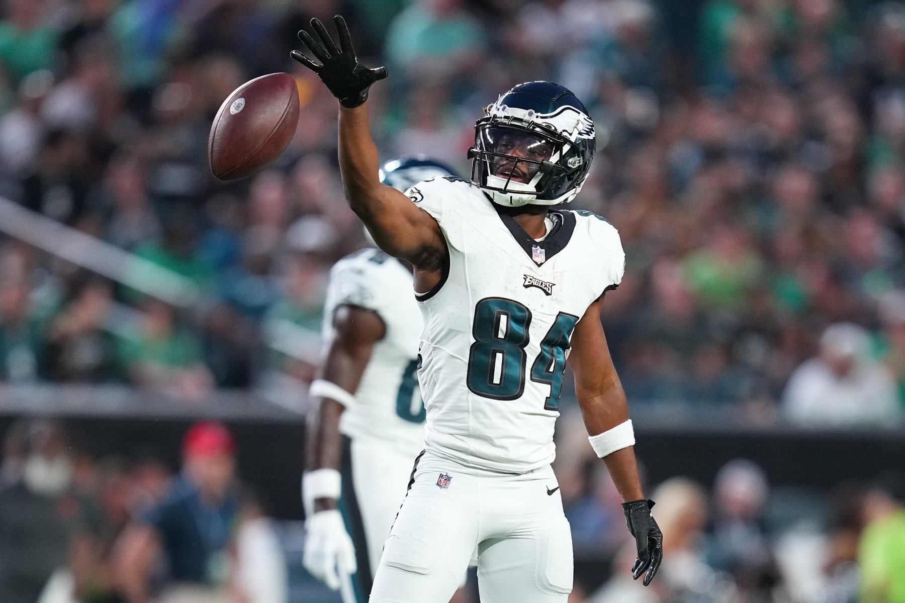 PHILADELPHIA, PENNSYLVANIA - AUGUST 17: Greg Ward #84 of the Philadelphia Eagles reacts against the Cleveland Browns during the preseason game at Lincoln Financial Field on August 17, 2023 in Philadelphia, Pennsylvania. The Browns tied the Eagles 18-18. (Photo by Mitchell Leff/Getty Images)