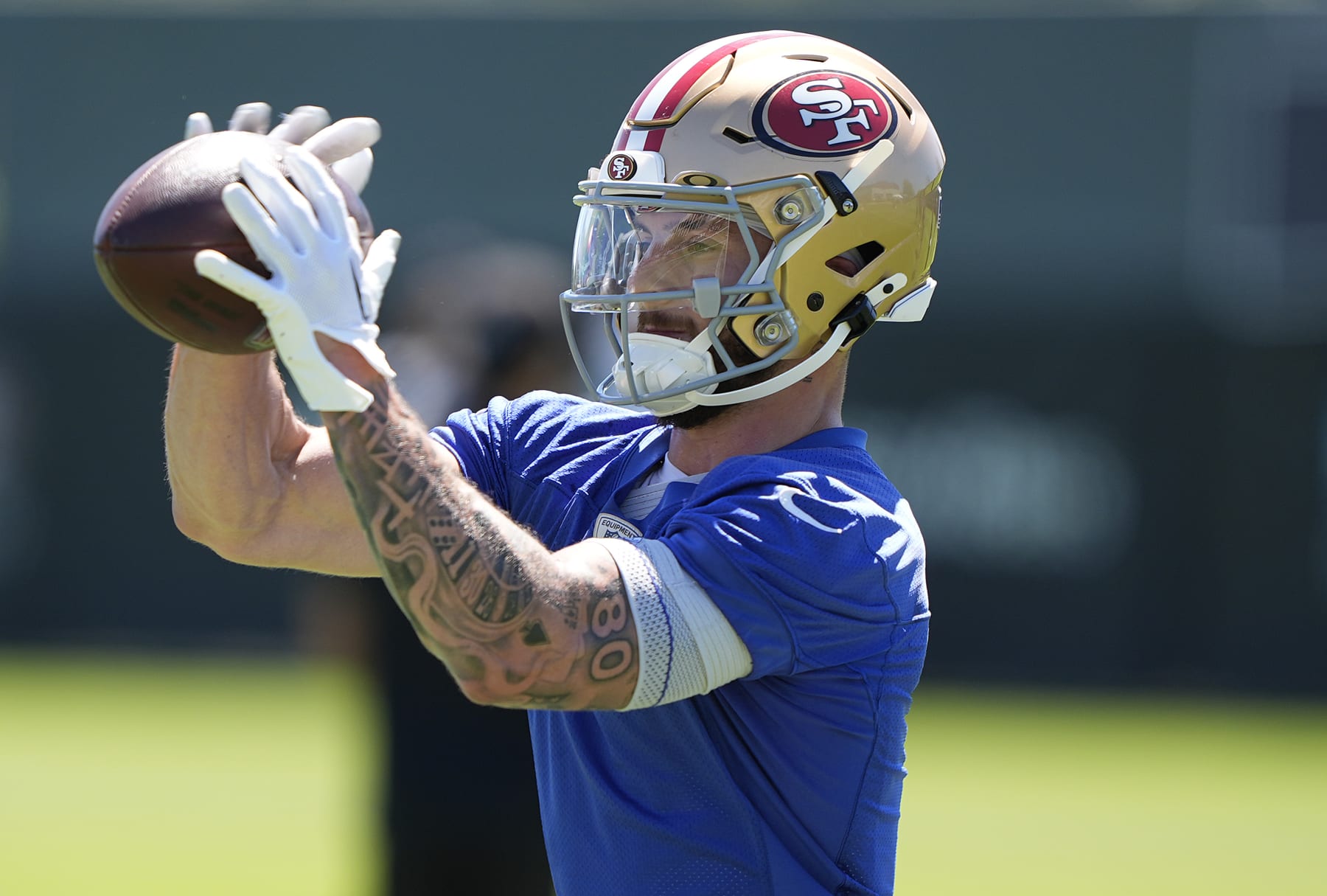 SANTA CLARA, CALIFORNIA - JUNE 05: Ricky Pearsall #14 of the San Francisco 49ers works out during mini camp on June 05, 2024 in Santa Clara, California. (Photo by Thearon W. Henderson/Getty Images)