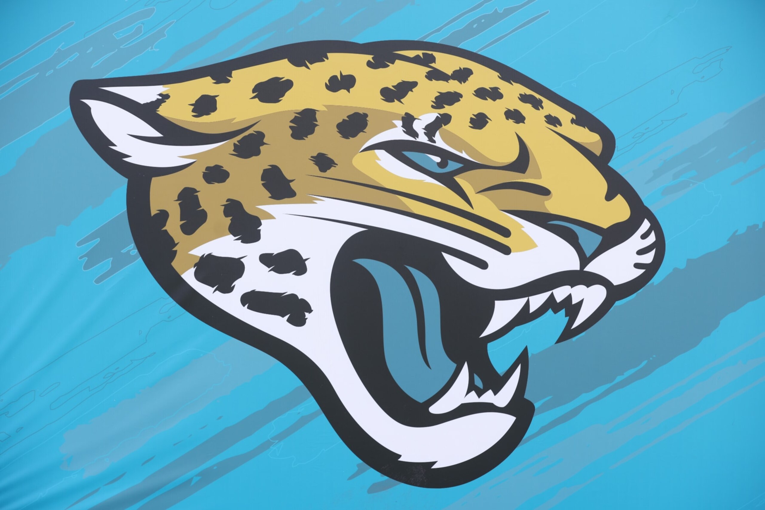 JACKSONVILLE, FL - AUGUST 20: A Jacksonville Jaguars logo on the sideline against the Pittsburgh Steelers prior to the game at TIAA Bank Field on August 20, 2022 in Jacksonville, Florida. (Photo by Perry Knotts/Getty Images)