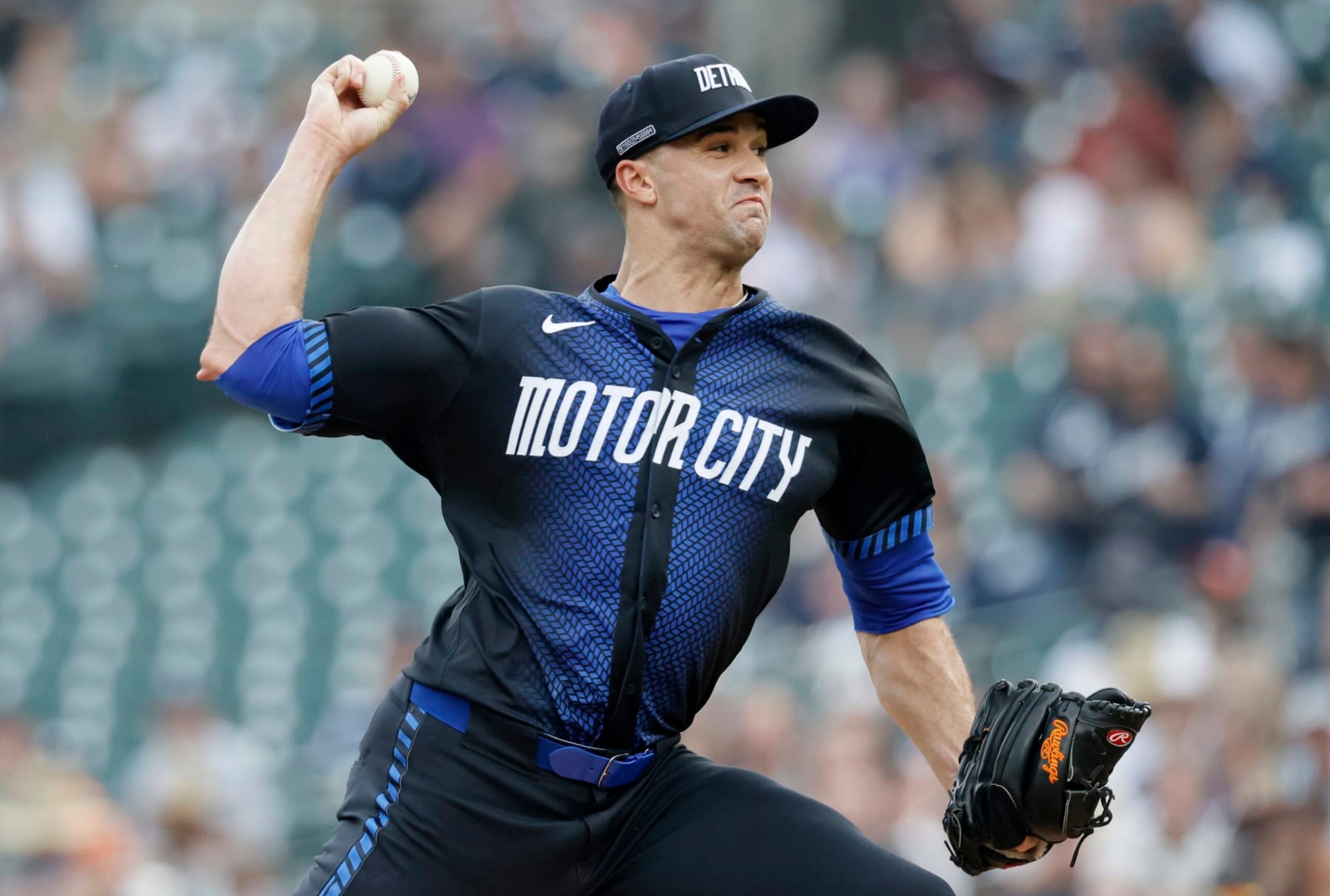 DETROIT, MI -  JUNE 21:  Jack Flaherty #9 of the Detroit Tigers pitches against the Chicago White Sox during the first inning at Comerica Park on June 21, 2024 in Detroit, Michigan. (Photo by Duane Burleson/Getty Images)