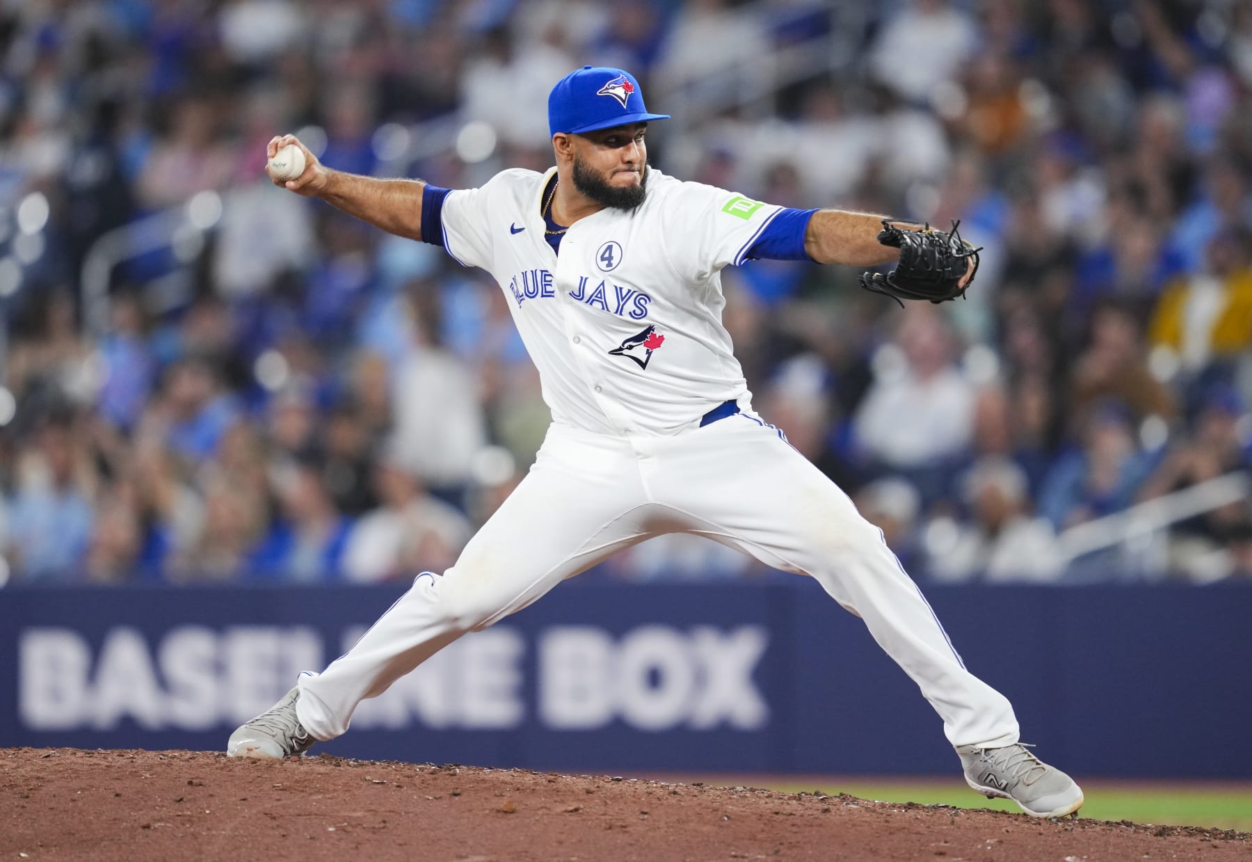 TORONTO, ON - JUNE 2: Yimi Garcia #93 of Toronto Blue Jays pitches against the Pittsburgh Pirates during the ninth inning in their MLB game at the Rogers Centre on June 2, 2024 in Toronto, Ontario, Canada. (Photo by Mark Blinch/Getty Images)