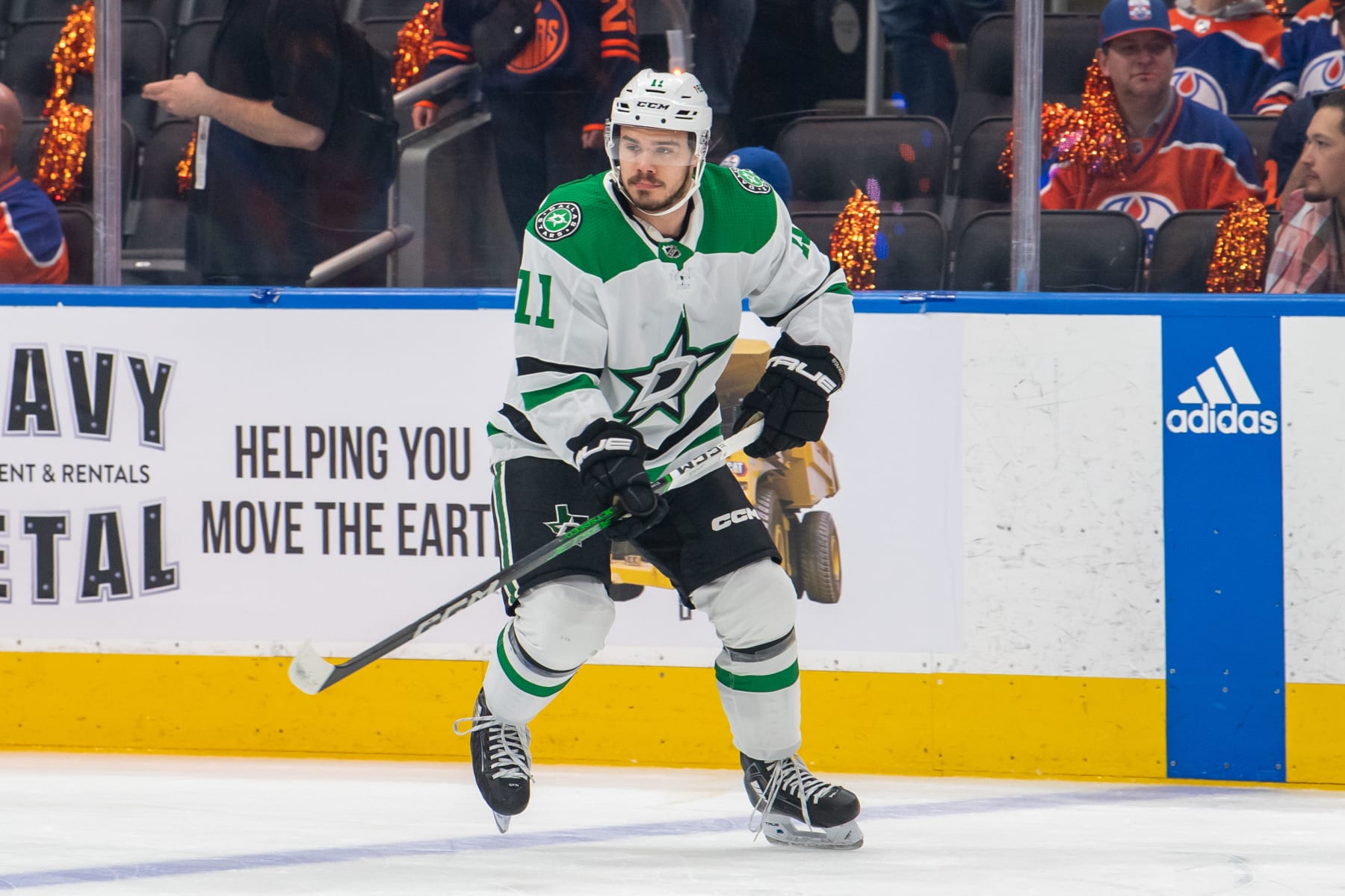 EDMONTON, CANADA - JUNE 02: Logan Stankoven #11 of the Dallas Stars warms up ahead of Game Six of the Western Conference Final of the 2024 Stanley Cup Playoffs  against the Edmonton Oilers at Rogers Place on June 2, 2024, in Edmonton, Alberta, Canada. (Photo by Andy Devlin/NHLI via Getty Images)
