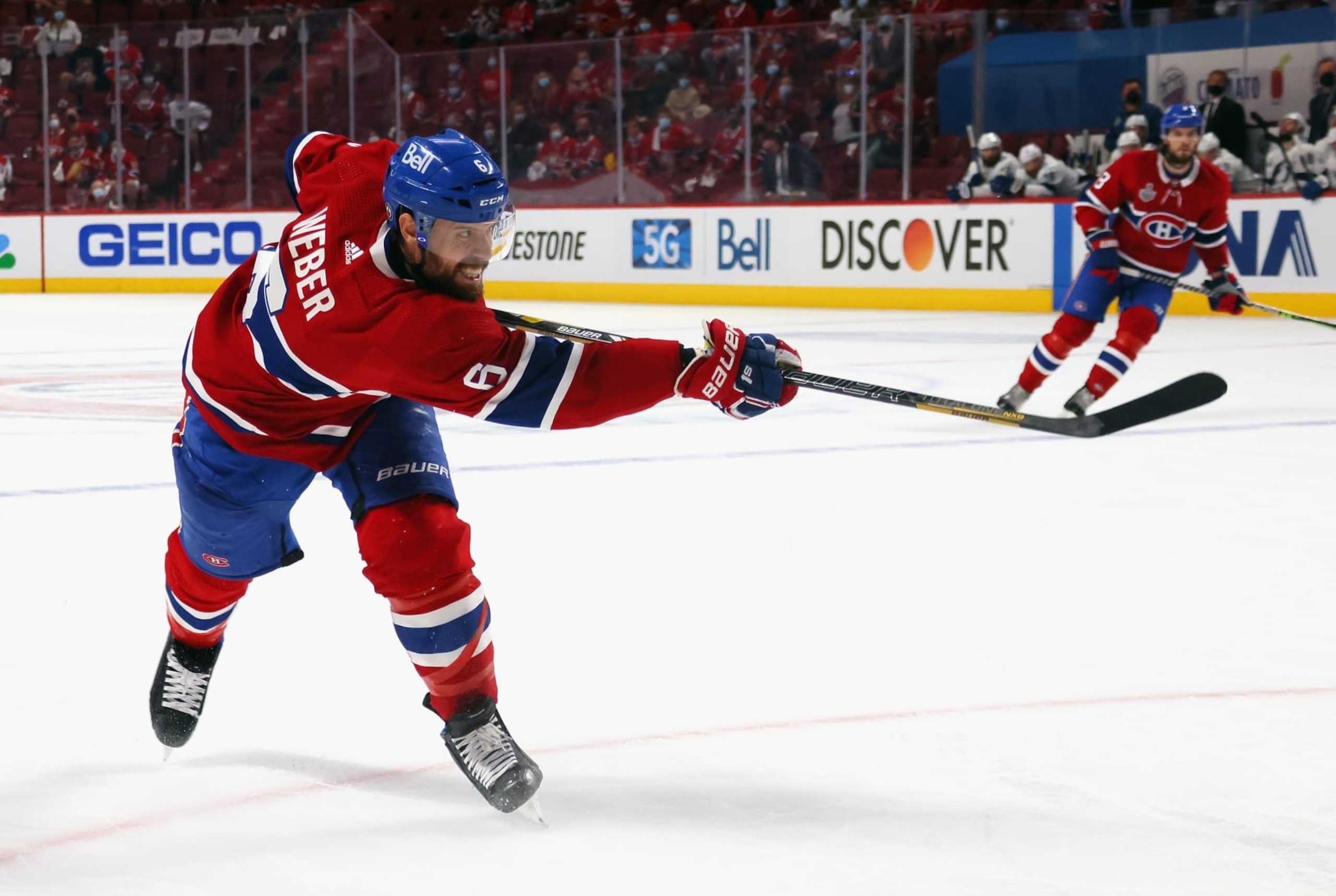 MONTREAL, QUEBEC - JULY 05: Shea Weber #6 of the Montreal Canadiens skates against the Tampa Bay Lightning during Game Four of the 2021 NHL Stanley Cup Final at the Bell Centre on July 05, 2021 in Montreal, Quebec, Canada. (Photo by Bruce Bennett/Getty Images)