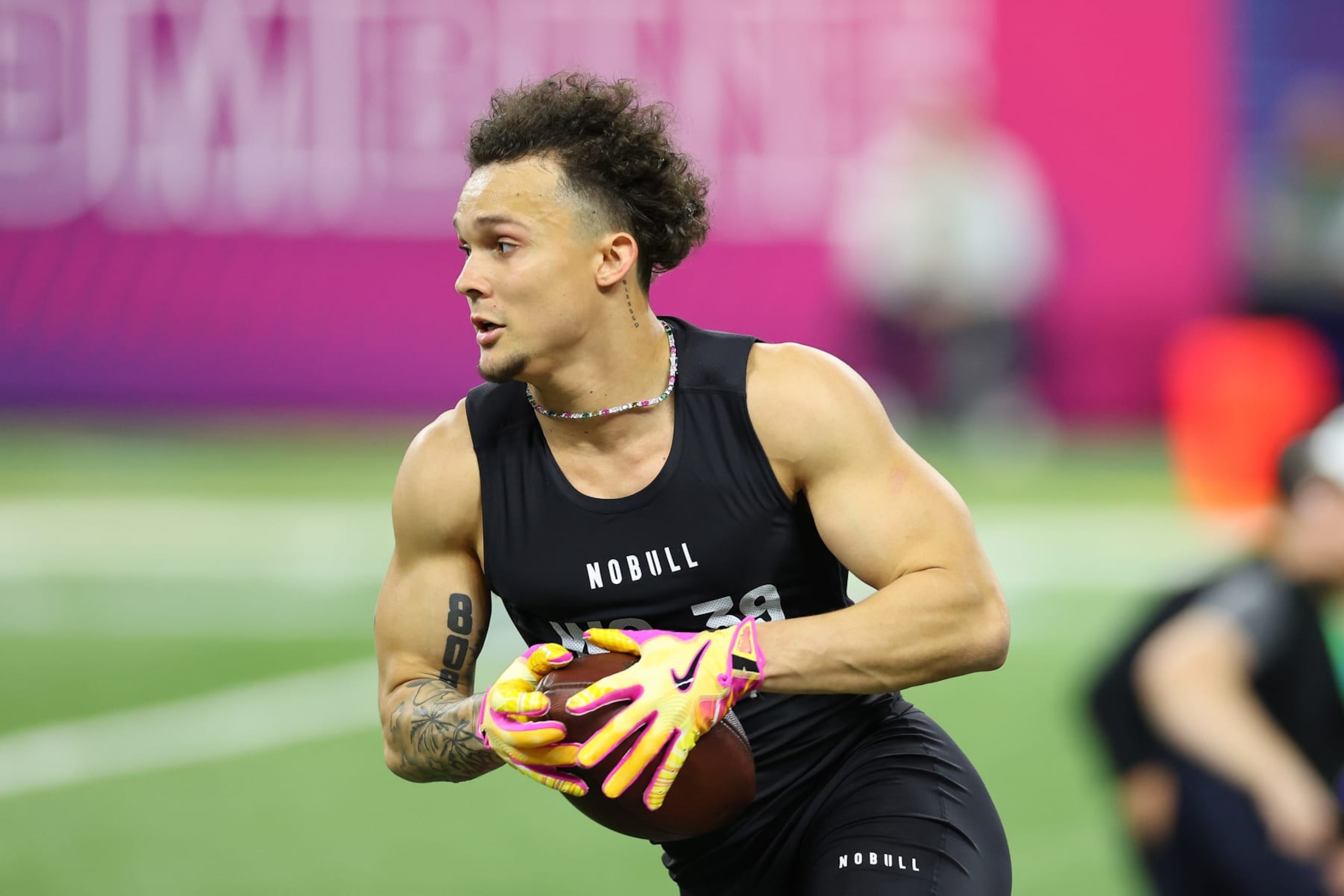 INDIANAPOLIS, INDIANA - MARCH 02: Roman Wilson #WO39 of Michigan participates in a drill during the NFL Combine at Lucas Oil Stadium on March 02, 2024 in Indianapolis, Indiana. (Photo by Stacy Revere/Getty Images) INDIANAPOLIS, INDIANA - MARCH 02: Roman Wilson #WO39 of Michigan participates in a drill during the NFL Combine at Lucas Oil Stadium on March 02, 2024 in Indianapolis, Indiana. (Photo by Stacy Revere/Getty Images)
