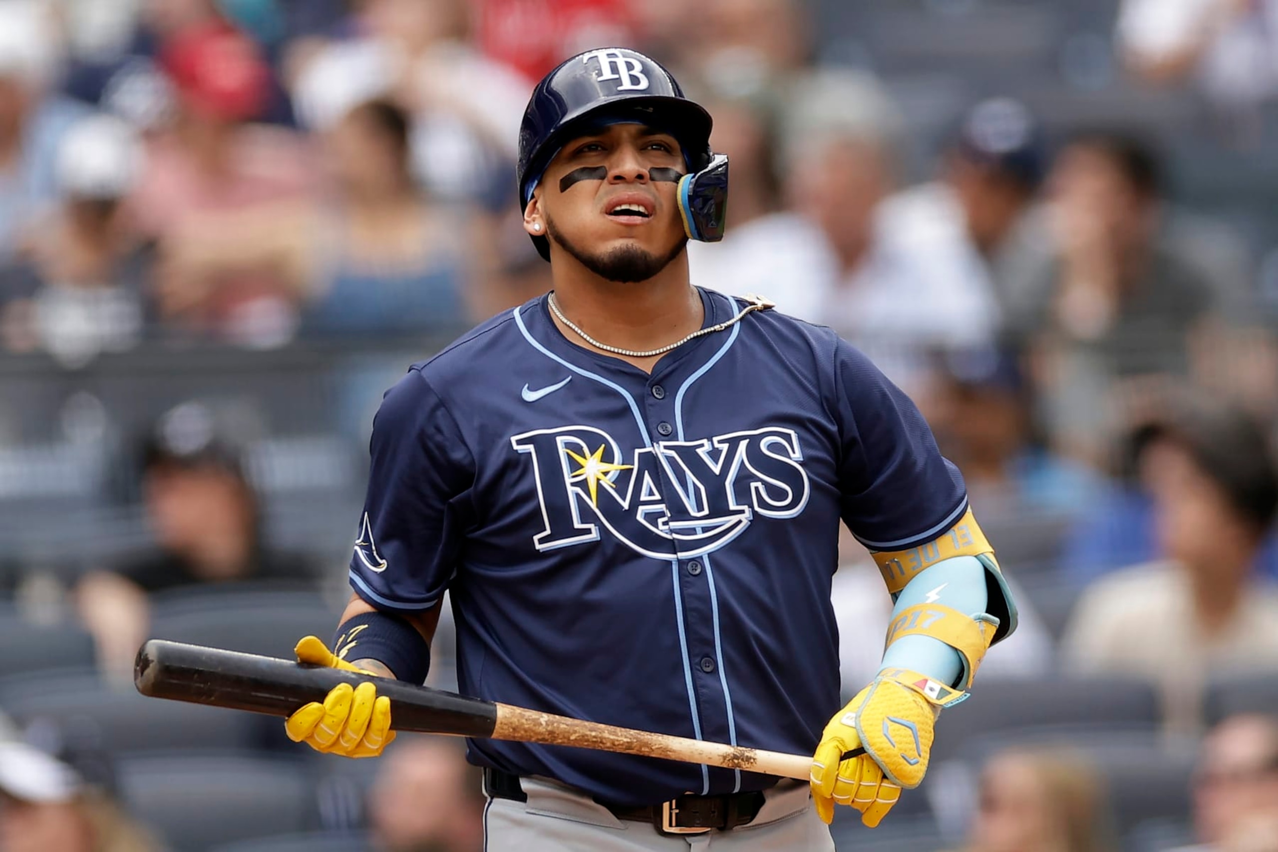 NEW YORK, NY - JULY 20: Isaac Paredes #17 of the Tampa Bay Rays in action during the first inning against the New York Yankees at Yankee Stadium on July 20, 2024 in New York City. (Photo by Adam Hunger/Getty Images)