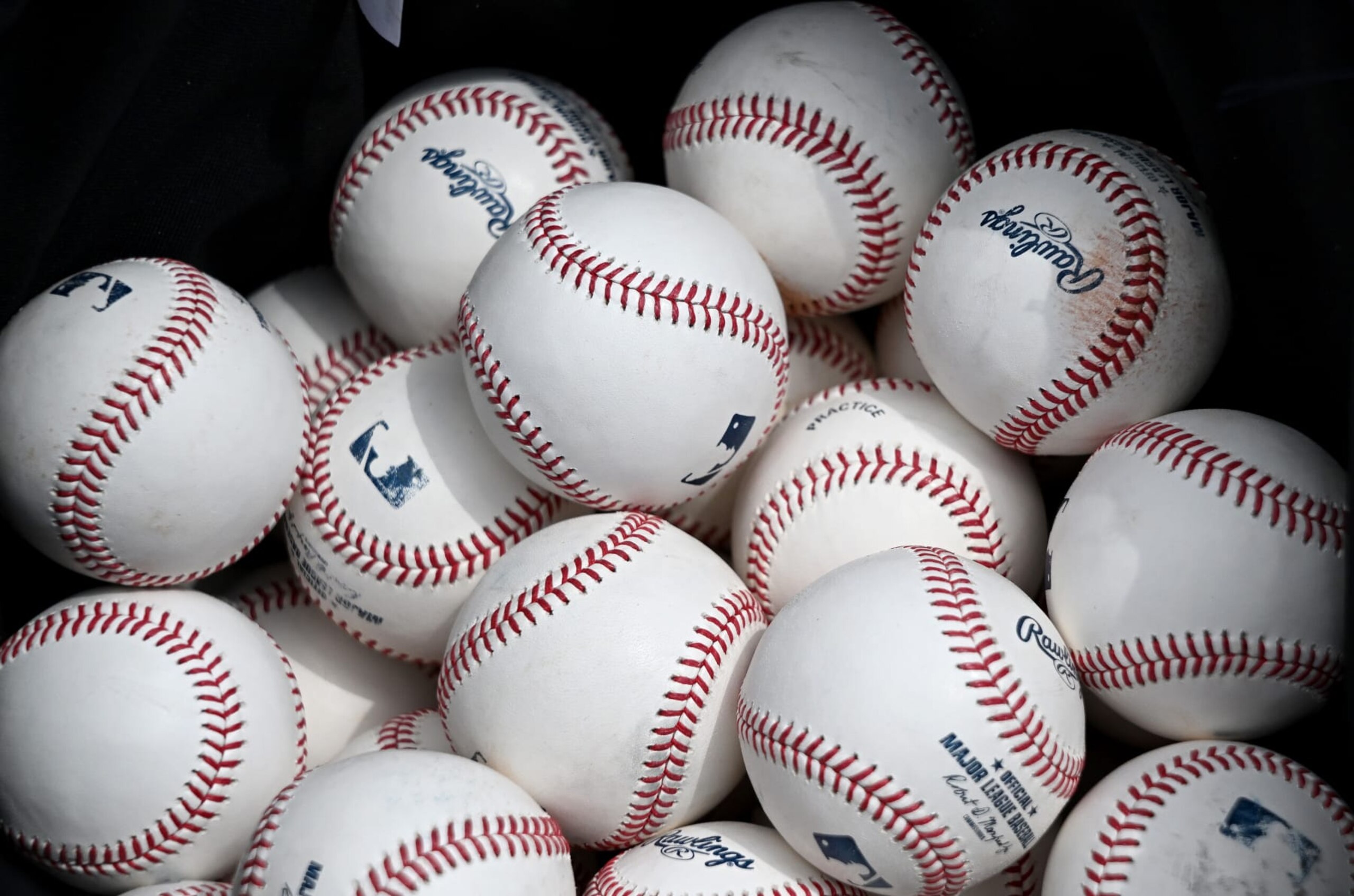 BALTIMORE, MARYLAND - JULY 13: A view of baseballs in a ball bag before the game between the Baltimore Orioles and the New York Yankees at Oriole Park at Camden Yards on July 13, 2024 in Baltimore, Maryland. (Photo by G Fiume/Getty Images)