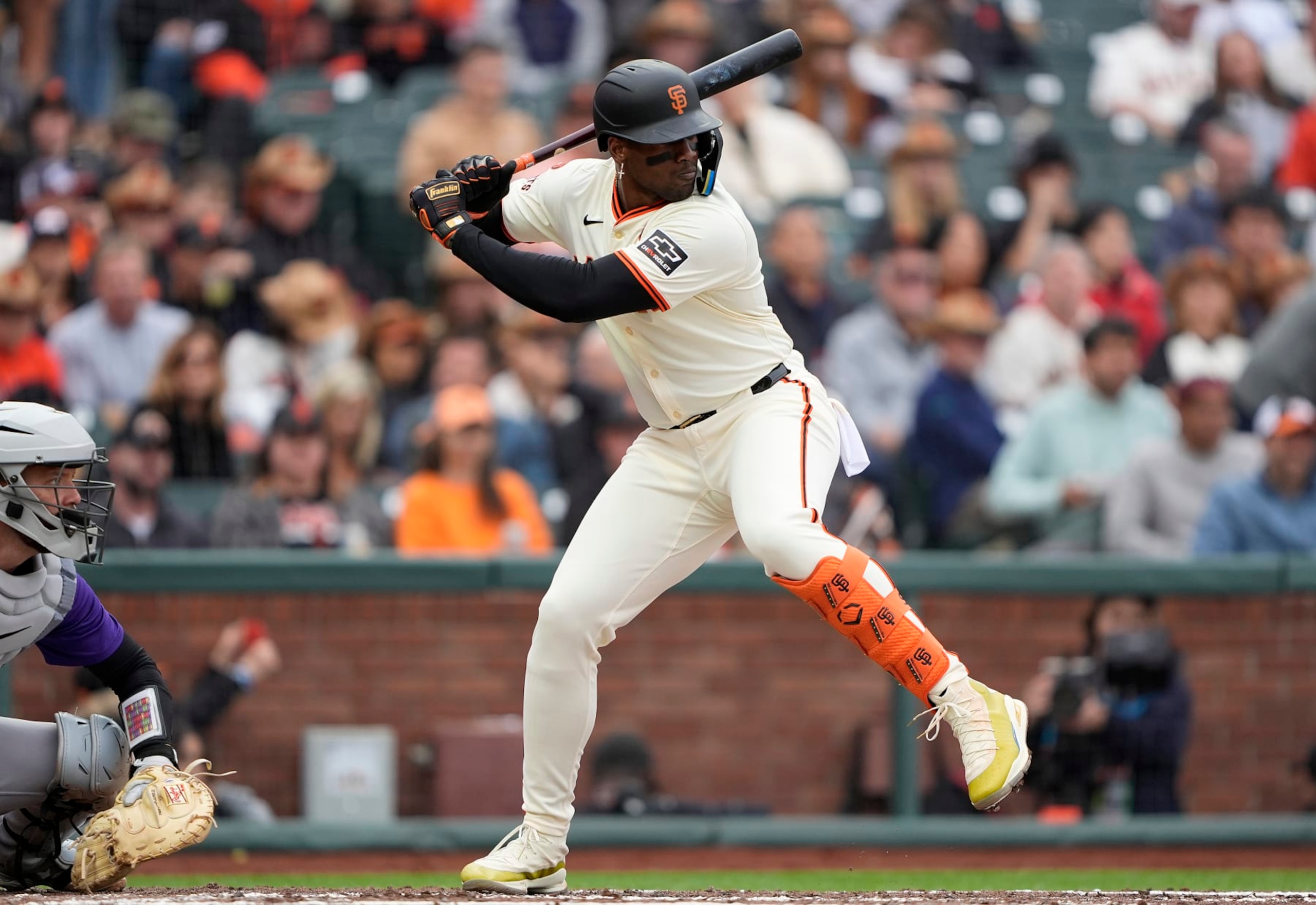 SAN FRANCISCO, CALIFORNIA - JULY 27: Jorge Soler #2 of the San Francisco Giants bats against the Colorado Rockies in the bottom of the second inning of game one of a doubleheader at Oracle Park on July 27, 2024 in San Francisco, California. (Photo by Thearon W. Henderson/Getty Images)