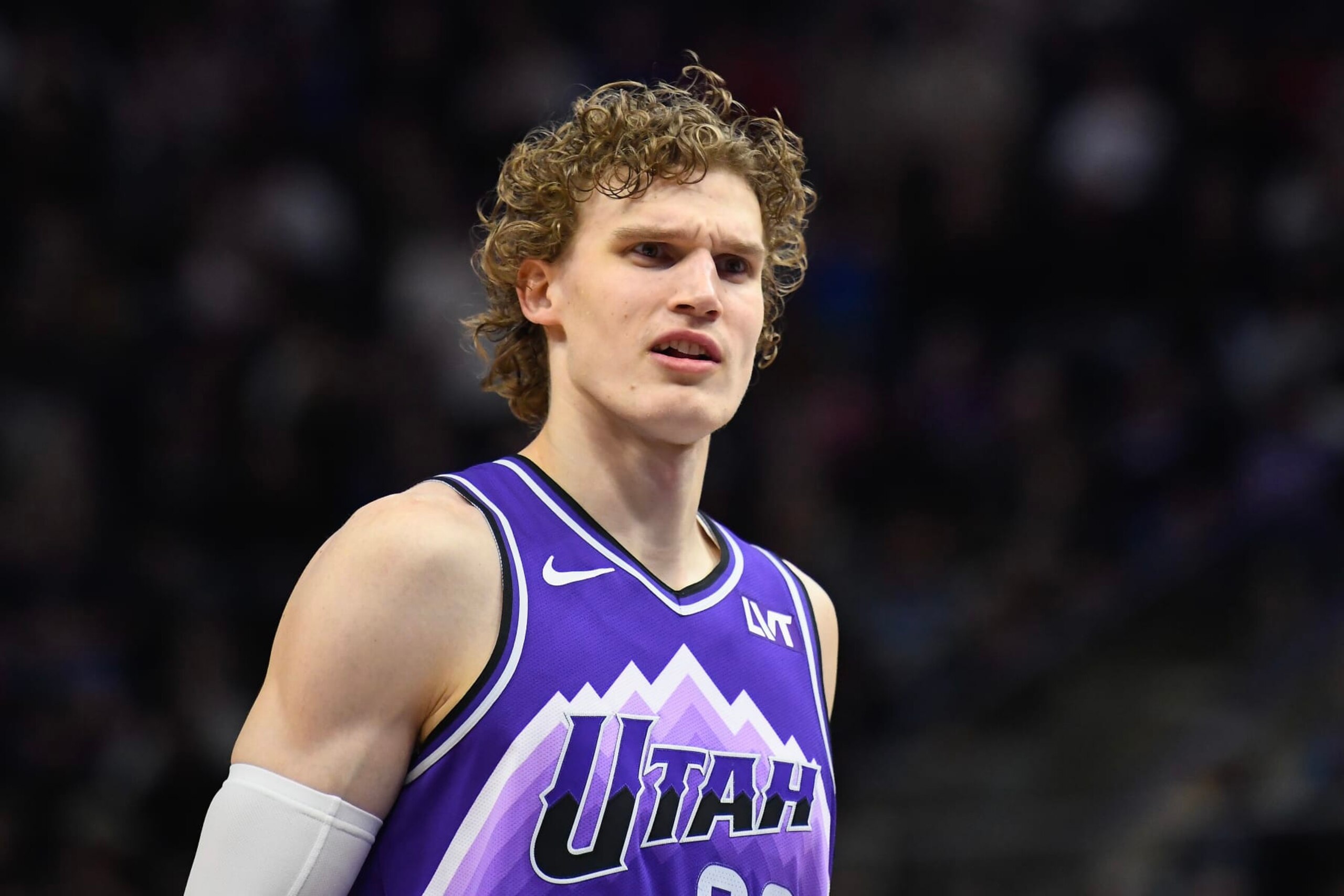 SALT LAKE CITY, UTAH - MARCH 25: Lauri Markkanen #23 of the Utah Jazz looks on during the first half of a game against the Dallas Mavericks at Delta Center on March 25, 2024 in Salt Lake City, Utah. NOTE TO USER: User expressly acknowledges and agrees that, by downloading and or using this photograph, User is consenting to the terms and conditions of the Getty Images License Agreement. (Photo by Alex Goodlett/Getty Images)