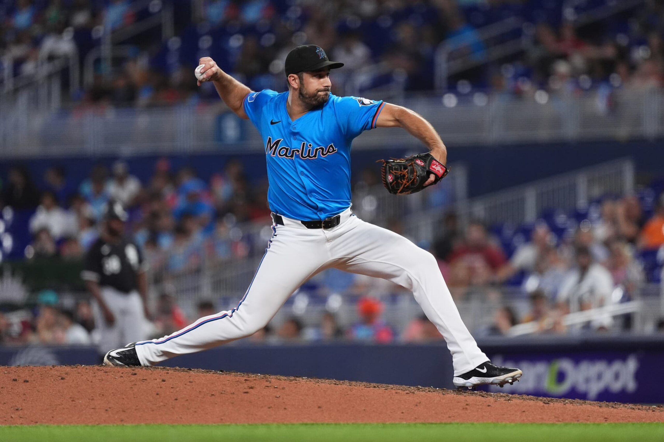 MIAMI, FLORIDA - JULY 7: JT Chargois #84 of the Miami Marlins in the game against the Chicago White Sox at loanDepot park on July 7, 2024 in Miami, Florida. (Photo by Jasen Vinlove/Miami Marlins)