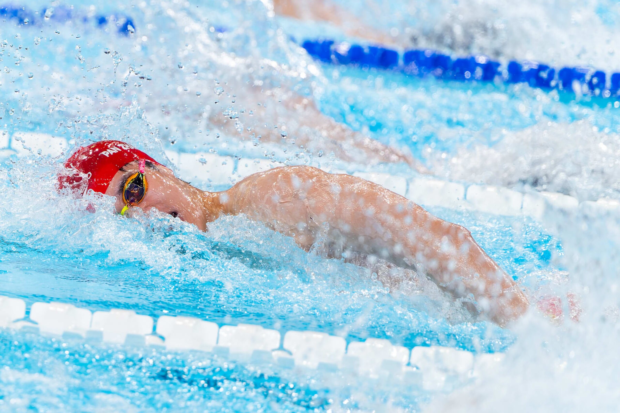 NANTERRE, FRANCE - JULY 30: Zhanle Pan of China competing in the Men's 100m Freestyle - Heats during Day 4 of Swimming - Olympic Games Paris 2024 at Paris La Defense Arena on July 30, 2024 in Nanterre, France. (Photo by Joris Verwijst/BSR Agency/Getty Images)