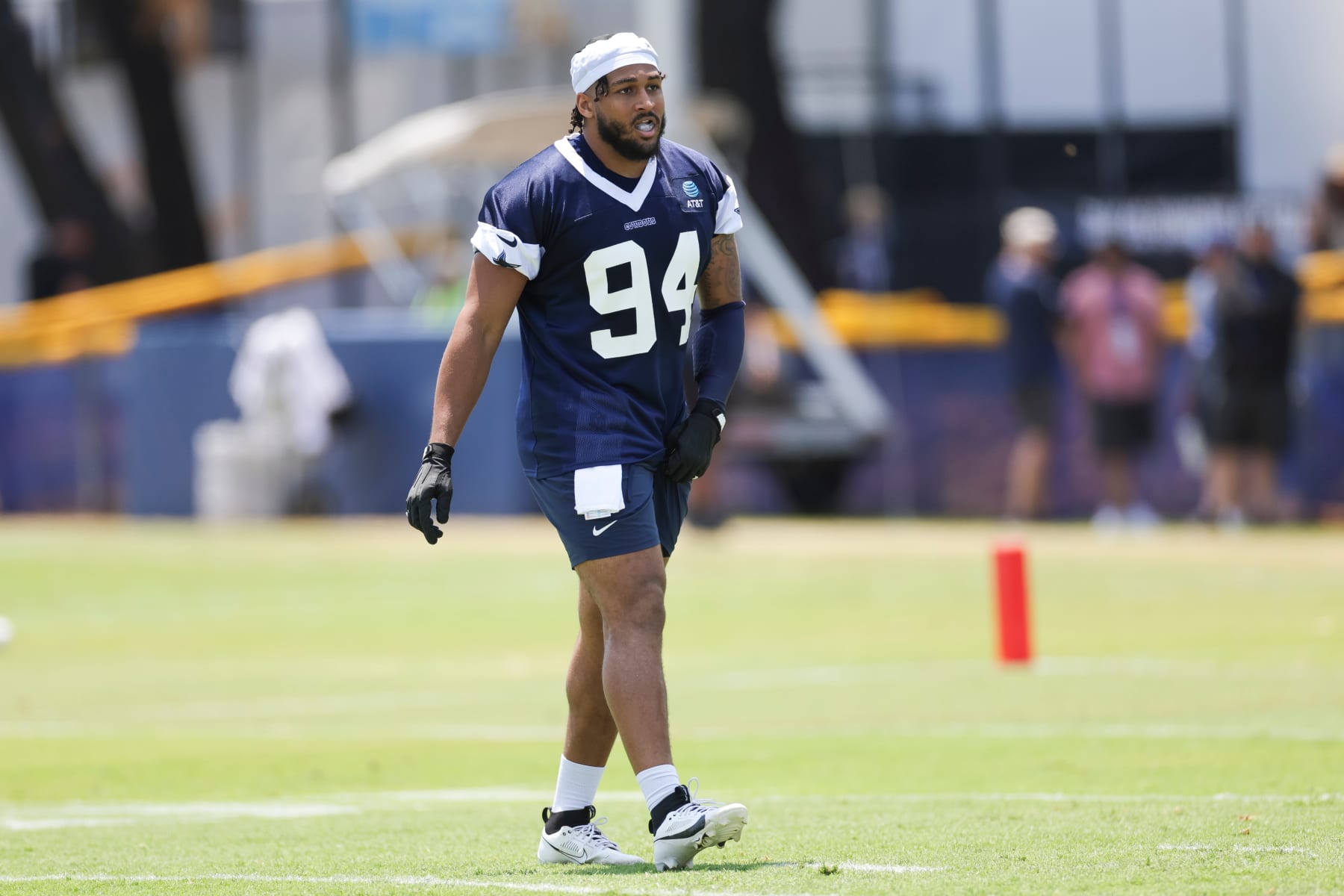OXNARD, CA - JULY 25: Dallas Cowboys defensive end Marshawn Kneeland (94) walks on the field during the team's training camp at River Ridge Playing Fields on July 25, 2024 in Oxnard, CA. (Photo by Brandon Sloter/Icon Sportswire via Getty Images)