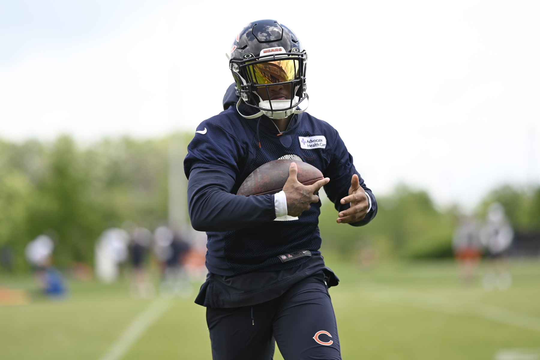 LAKE FOREST, ILLINOIS - JUNE 05: DJ Moore #2 of the Chicago Bears practices during the Chicago Bears mandatory minicamp at Halas Hall on June 05, 2024 in Lake Forest, Illinois. (Photo by Quinn Harris/Getty Images)