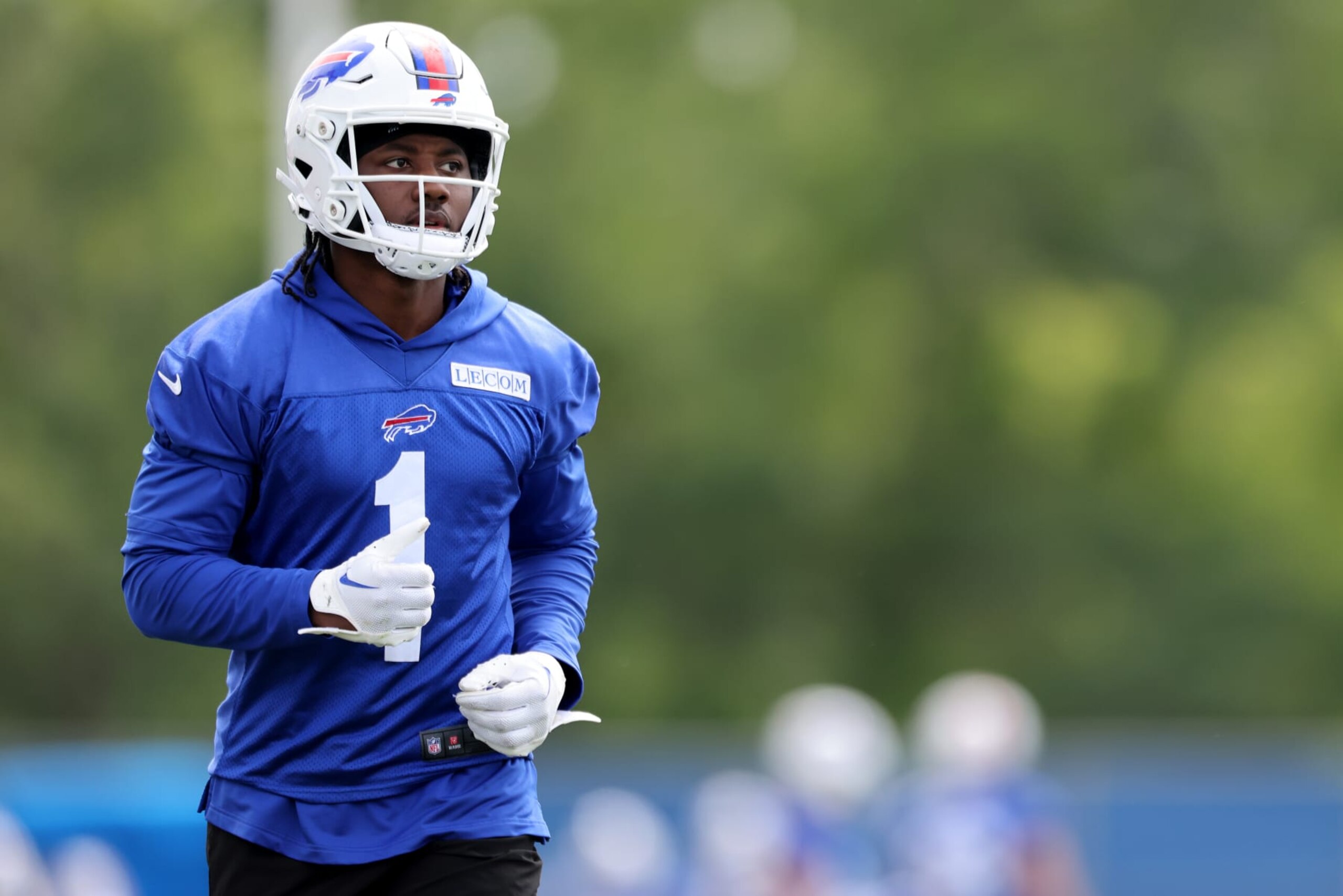 ORCHARD PARK, NEW YORK - JUNE 13: Curtis Samuel #1 of the Buffalo Bills participates during Buffalo Bills mandatory mini camp on June 13, 2024 in Orchard Park, New York. (Photo by Bryan Bennett/Getty Images)