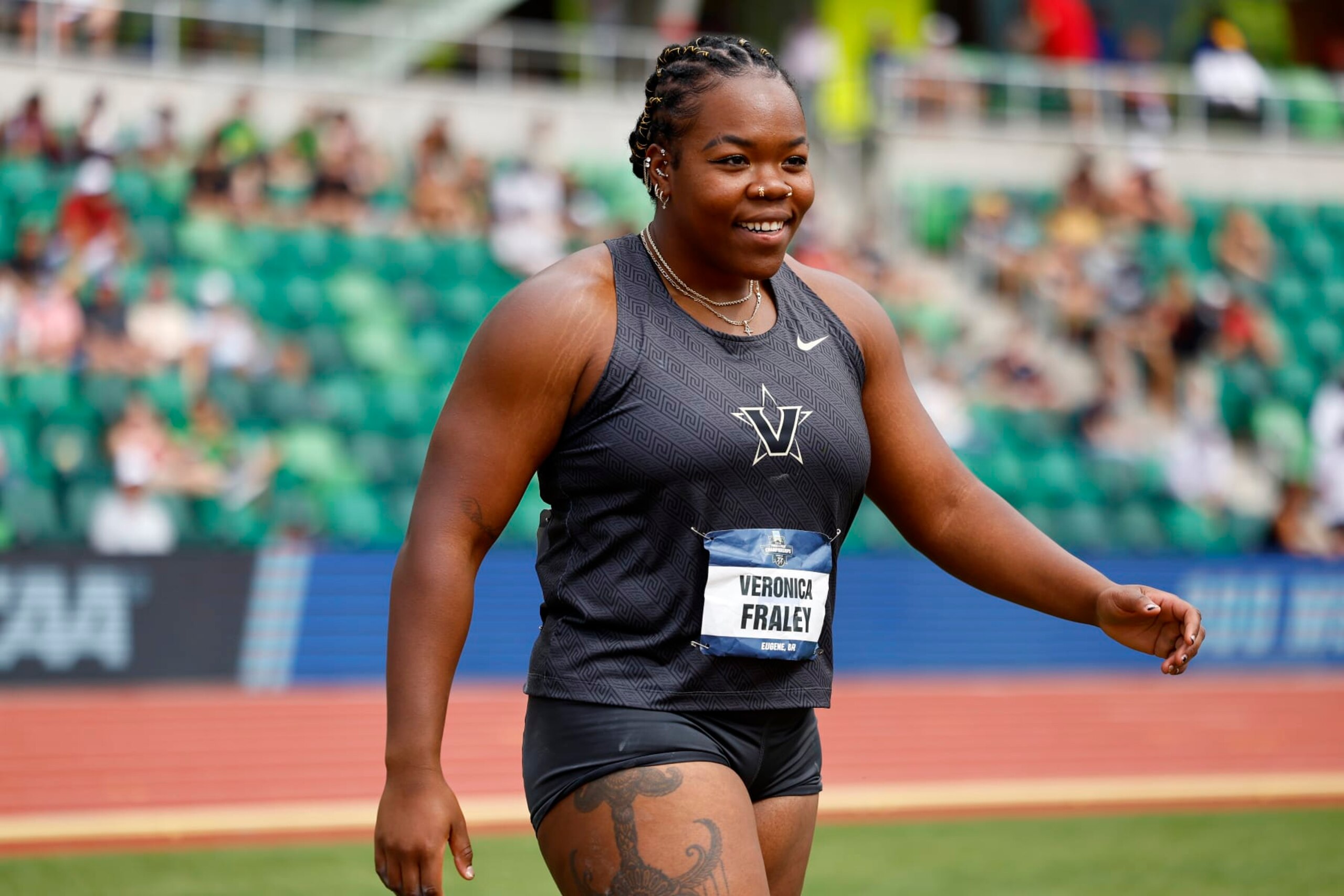 EUGENE, OREGON - JUNE 8: Veronica Fraley of the Vanderbilt Commodores places first in the discus throw during the Division I Men's and Women's Outdoor Track and Field Championship held at Hayward Field on June 8, 2024 in Eugene, Oregon.  (Photo by C. Morgan Engel/NCAA Photos via Getty Images)