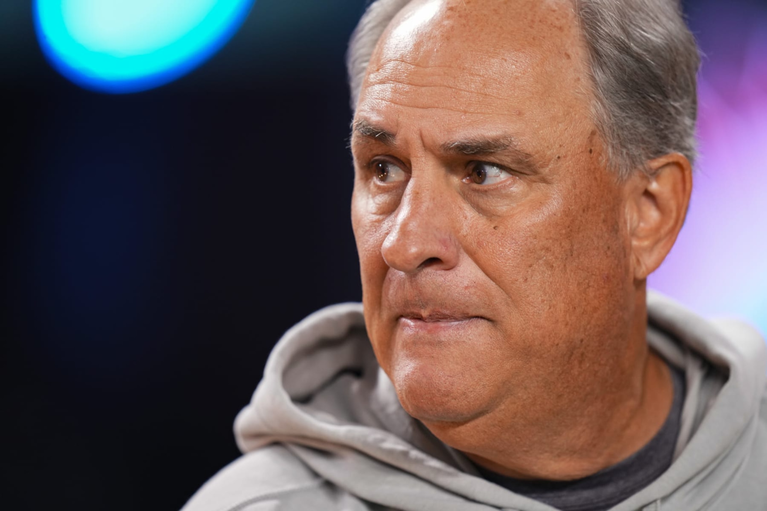 MIAMI GARDENS, FLORIDA - JANUARY 07: Miami Dolphins defensive coordinator Vic Fangio enters the field prior to a game against the Buffalo Bills at Hard Rock Stadium on January 07, 2024 in Miami Gardens, Florida. (Photo by Rich Storry/Getty Images)