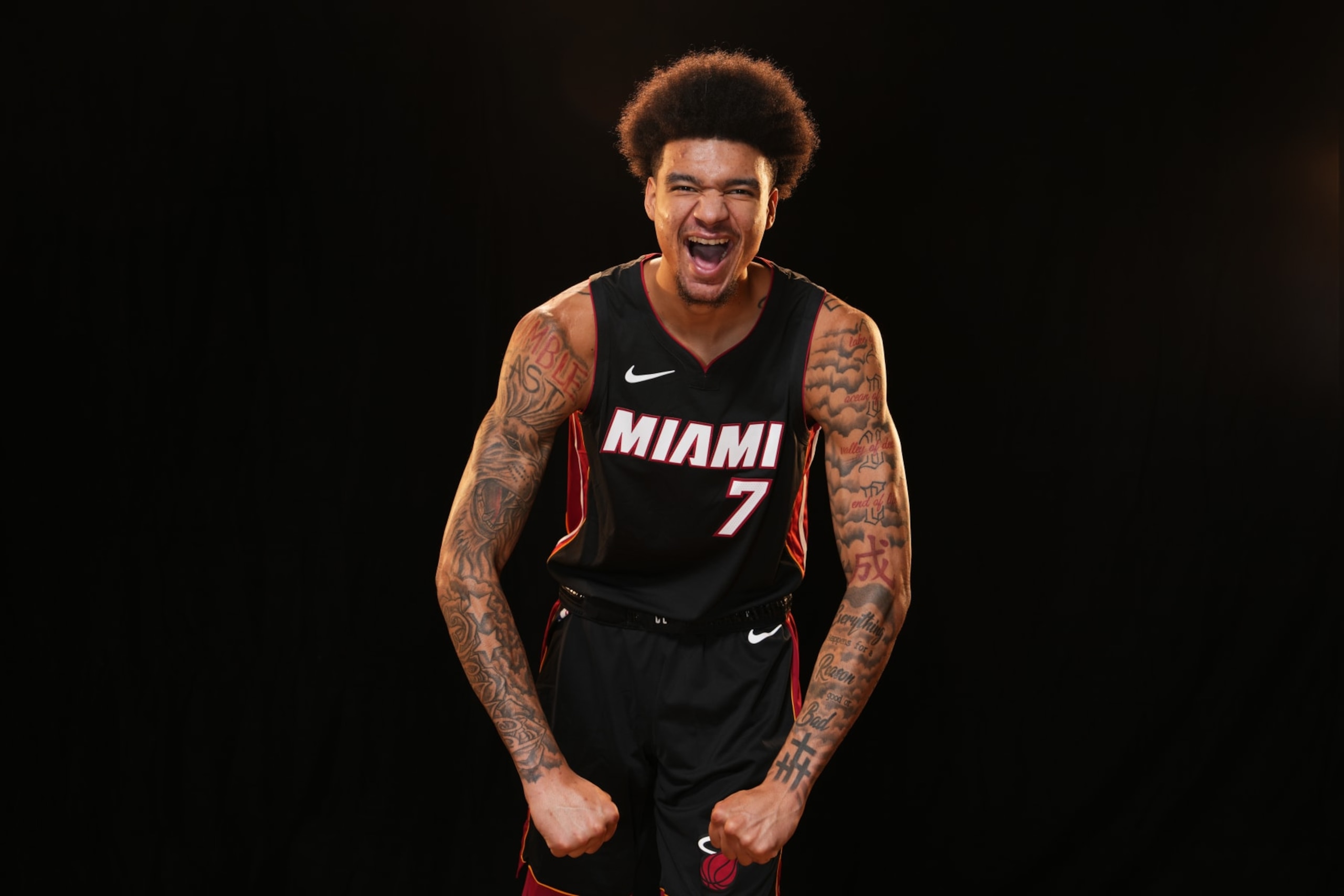 LAS VEGAS, NV - JULY 16: Kel'el Ware #7 of the Miami Heat poses for a portrait during the 2024 NBA Rookie Photo Shoot on July 16, 2024 at the University of Nevada, Las Vegas campus in Las Vegas, Nevada. NOTE TO USER: User expressly acknowledges and agrees that, by downloading and/or using this Photograph, user is consenting to the terms and conditions of the Getty Images License Agreement. Mandatory Copyright Notice: Copyright 2024 NBAE (Photo by Jeff Bottari/NBAE via Getty Images)