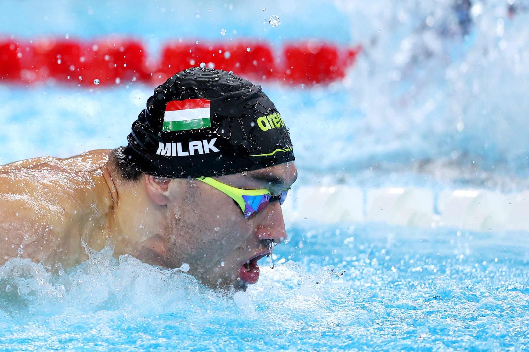 NANTERRE, FRANCE - AUGUST 02: Kristof Milak of Team Hungary competes in the Men's 100m Butterfly Heats on day seven of the Olympic Games Paris 2024 at Paris La Defense Arena on August 02, 2024 in Nanterre, France. (Photo by Maddie Meyer/Getty Images)