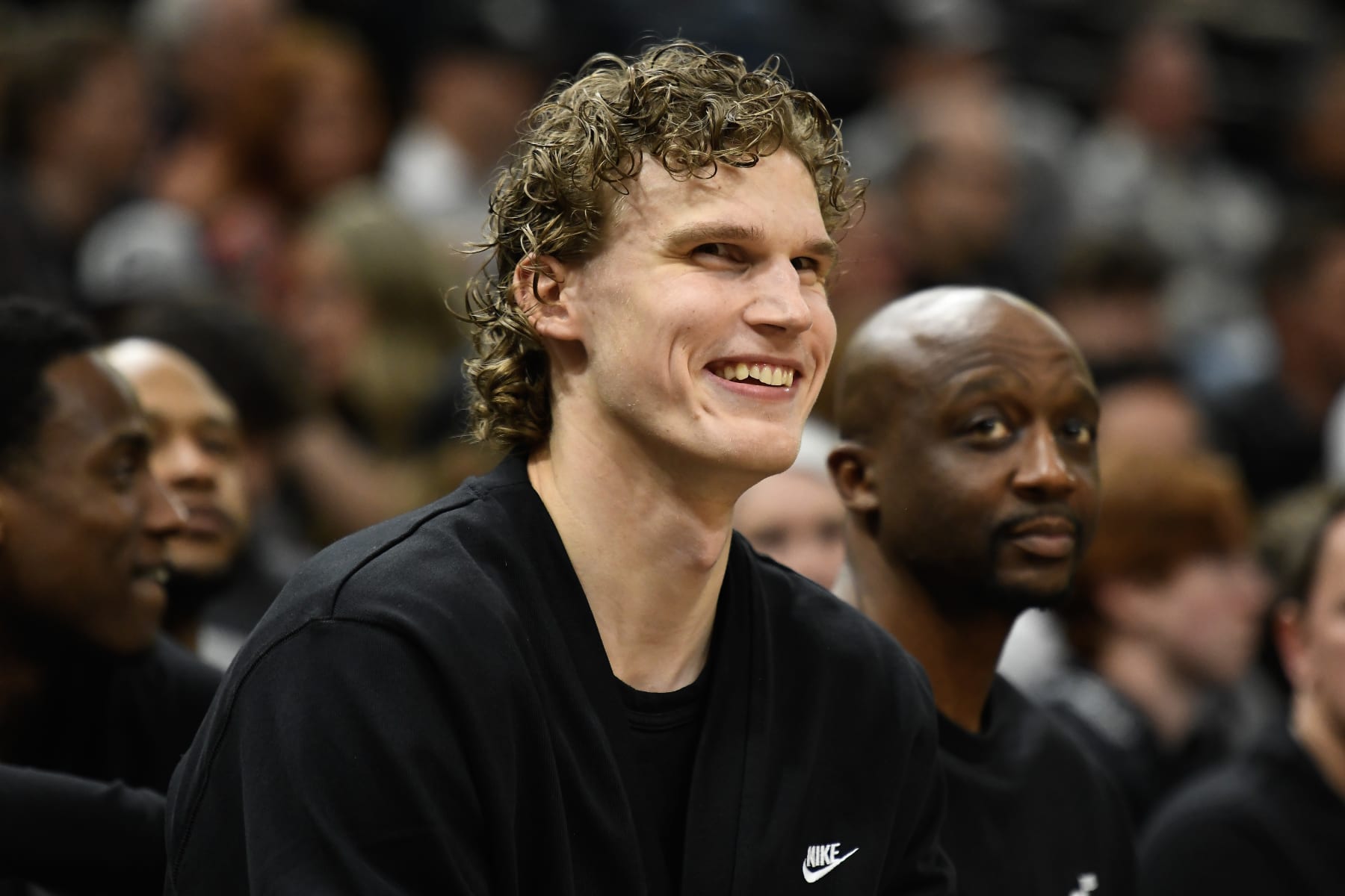 SALT LAKE CITY, UTAH - APRIL 02: Lauri Markkanen #23 of the Utah Jazz looks on during the second half of a game against the Cleveland Cavaliers at Delta Center on April 02, 2024 in Salt Lake City, Utah. NOTE TO USER: User expressly acknowledges and agrees that, by downloading and or using this photograph, User is consenting to the terms and conditions of the Getty Images License Agreement. (Photo by Alex Goodlett/Getty Images)