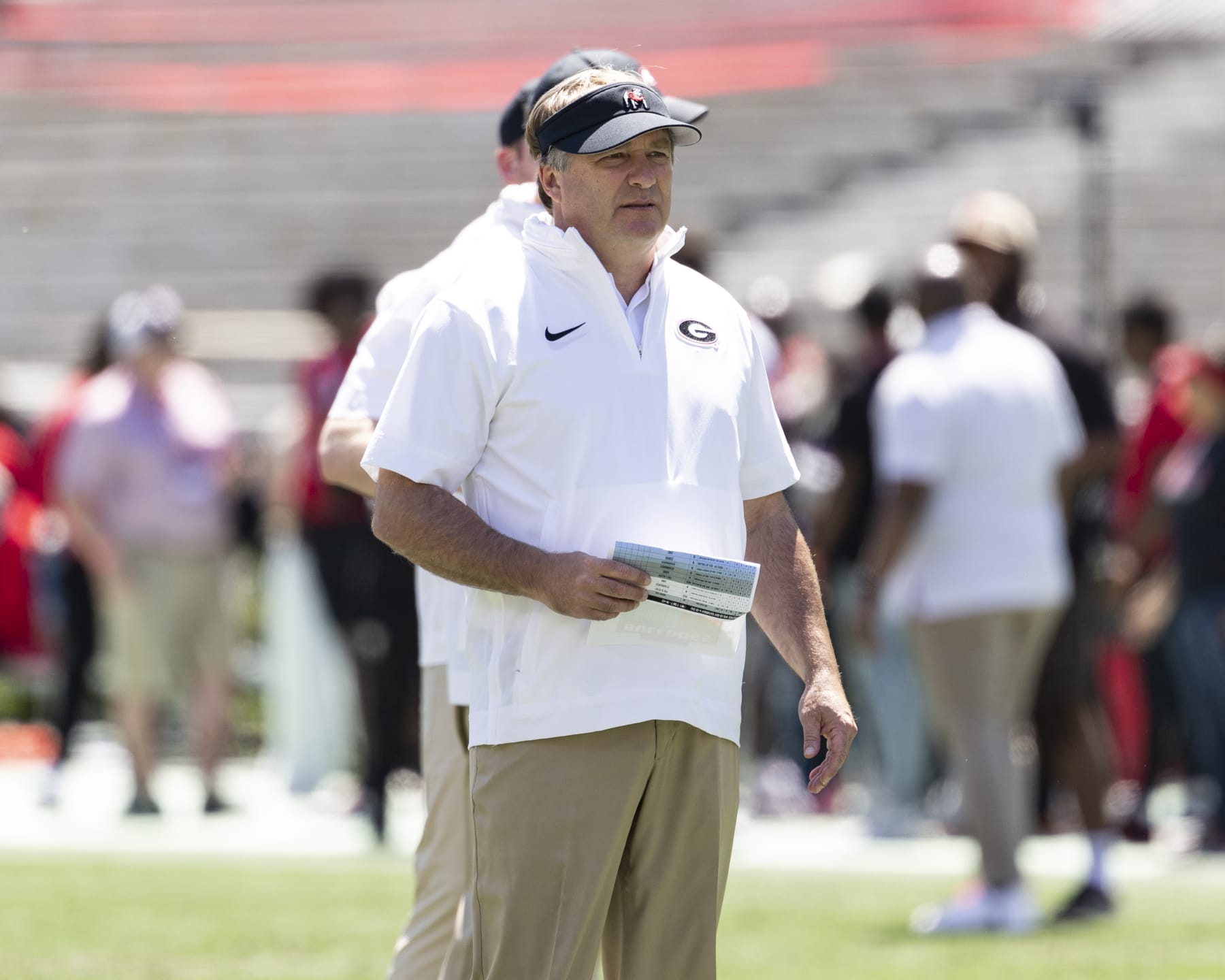 ATHENS, GA - APRIL 13: Head Coach Kirby Smart of the Georgia Bulldogs prior to the University of Georgia Spring Game at Sanford Stadium on April 13, 2024 in Athens, Georgia. (Photo by Steve Limentani/ISI Photos/Getty Images)