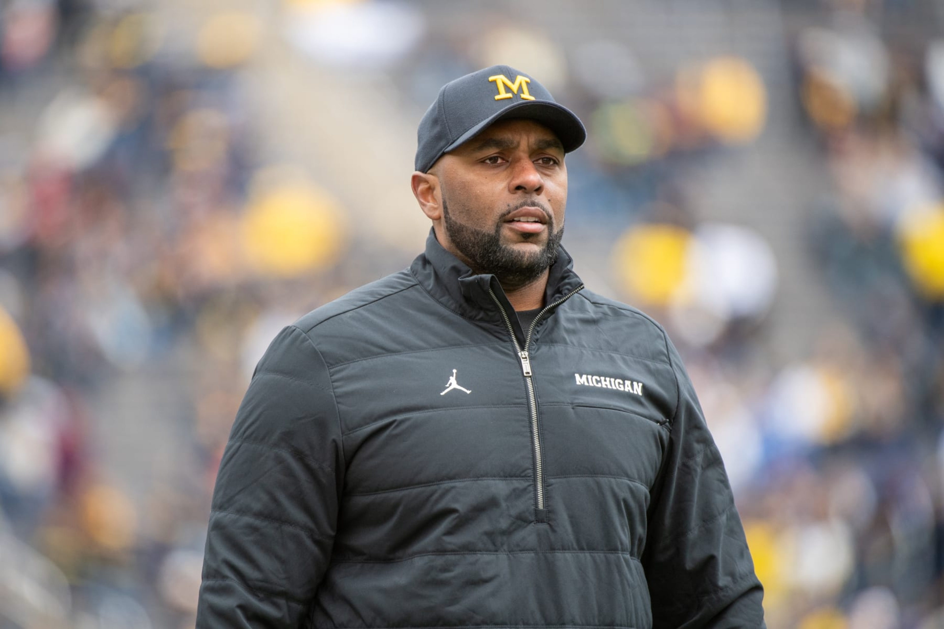 ANN ARBOR, MICHIGAN - APRIL 20: Head Football Coach Sherrone Moore of the Michigan Wolverines is seen during the Spring Football Game at Michigan Stadium on April 20, 2024 in Ann Arbor, Michigan. (Photo by Aaron J. Thornton/Getty Images)