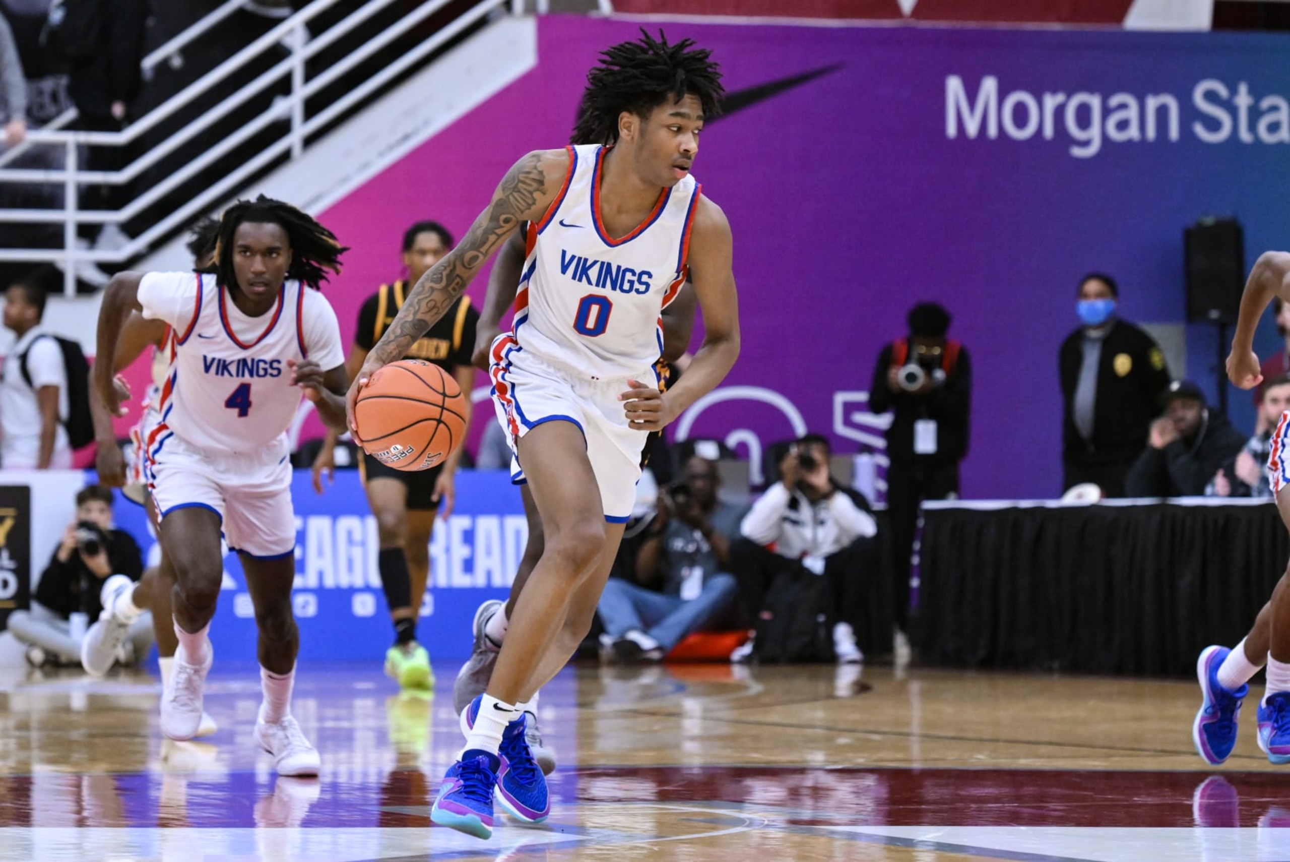 SPRINGFIELD, MA - JANUARY 13: Isaiah Evans of North Mecklenburg (0) during the first half of the Spalding Hoophall Classic high school basketball game between Camden and North Mecklenberg on January 13, 2024 at Blake Arena in Springfield, MA (Photo by John Jones/Icon Sportswire via Getty Images)
