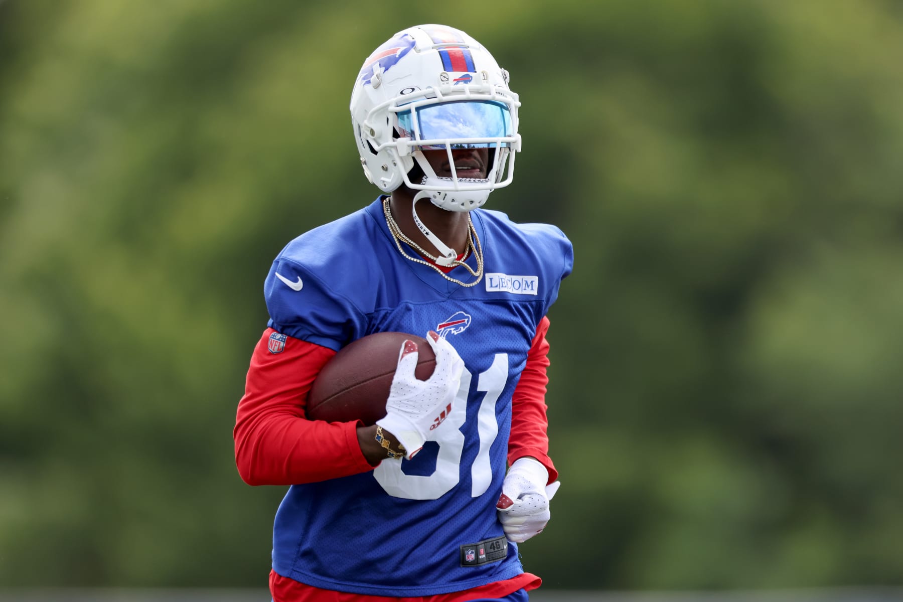 ORCHARD PARK, NEW YORK - JUNE 13: Marquez Valdes-Scantling #81 of the Buffalo Bills participates during Buffalo Bills mandatory mini camp on June 13, 2024 in Orchard Park, New York. (Photo by Bryan Bennett/Getty Images)