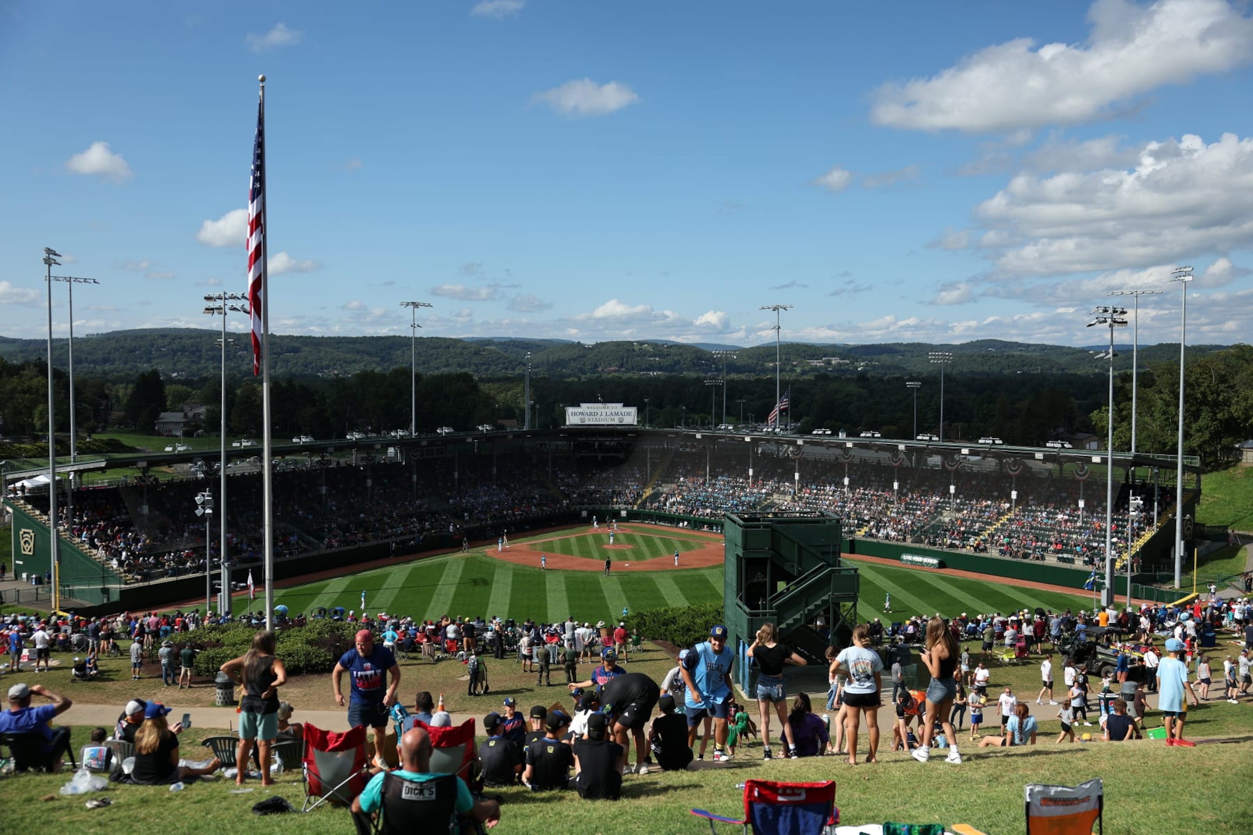 SOUTH WILLIAMSPORT, PENNSYLVANIA - AUGUST 27: A general view is seen during the second inning of the Little League World Series Championship Game between the West Region team from El Segundo, California and the Caribbean Region team from Willemstad, Curacao at Little League International Complex on August 27, 2023 in South Williamsport, Pennsylvania. (Photo by Tim Nwachukwu/Getty Images) SOUTH WILLIAMSPORT, PENNSYLVANIA - AUGUST 27: A general view is seen during the second inning of the Little League World Series Championship Game between the West Region team from El Segundo, California and the Caribbean Region team from Willemstad, Curacao at Little League International Complex on August 27, 2023 in South Williamsport, Pennsylvania. (Photo by Tim Nwachukwu/Getty Images)