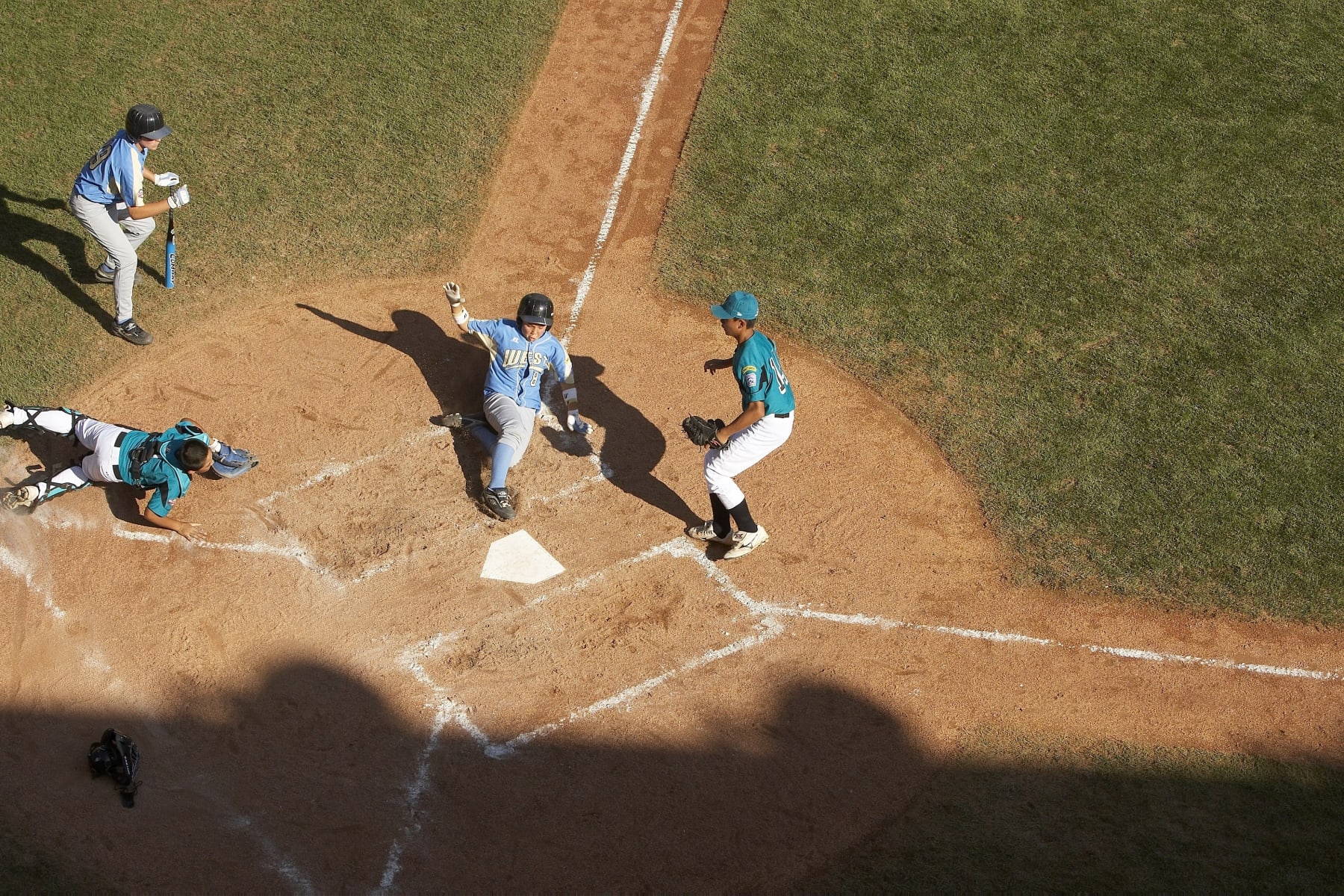 Youth Baseball: Little League World Series: Asia Pacific (Kuei-Shan LL of Taoyuan, Chinese Taipei) Hung Yuan Lin (14) in action, covering home plate vs US Team West (Parkview LL of Chula Vista, CA) during Championship Game at Howard J. Lamade Stadium.  Williamsport, PA 8/30/2009 CREDIT: Al Tielemans (Photo by Al Tielemans /Sports Illustrated via Getty Images) (Set Number: X82877 TK3 R1 F84 )