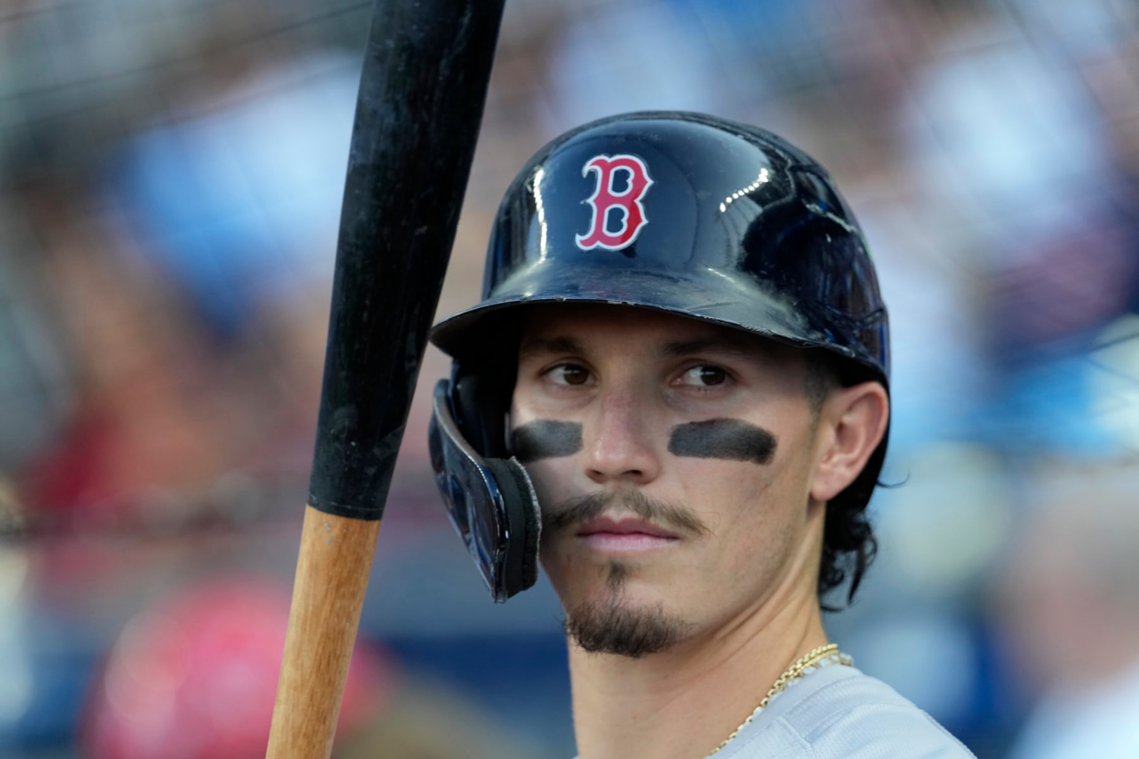 KANSAS CITY, MISSOURI - AUGUST 05: Jarren Duran #16 of the Boston Red Sox prepares to bat against the Kansas City Royals at Kauffman Stadium on August 05, 2024 in Kansas City, Missouri. (Photo by Ed Zurga/Getty Images) KANSAS CITY, MISSOURI - AUGUST 05: Jarren Duran #16 of the Boston Red Sox prepares to bat against the Kansas City Royals at Kauffman Stadium on August 05, 2024 in Kansas City, Missouri. (Photo by Ed Zurga/Getty Images)