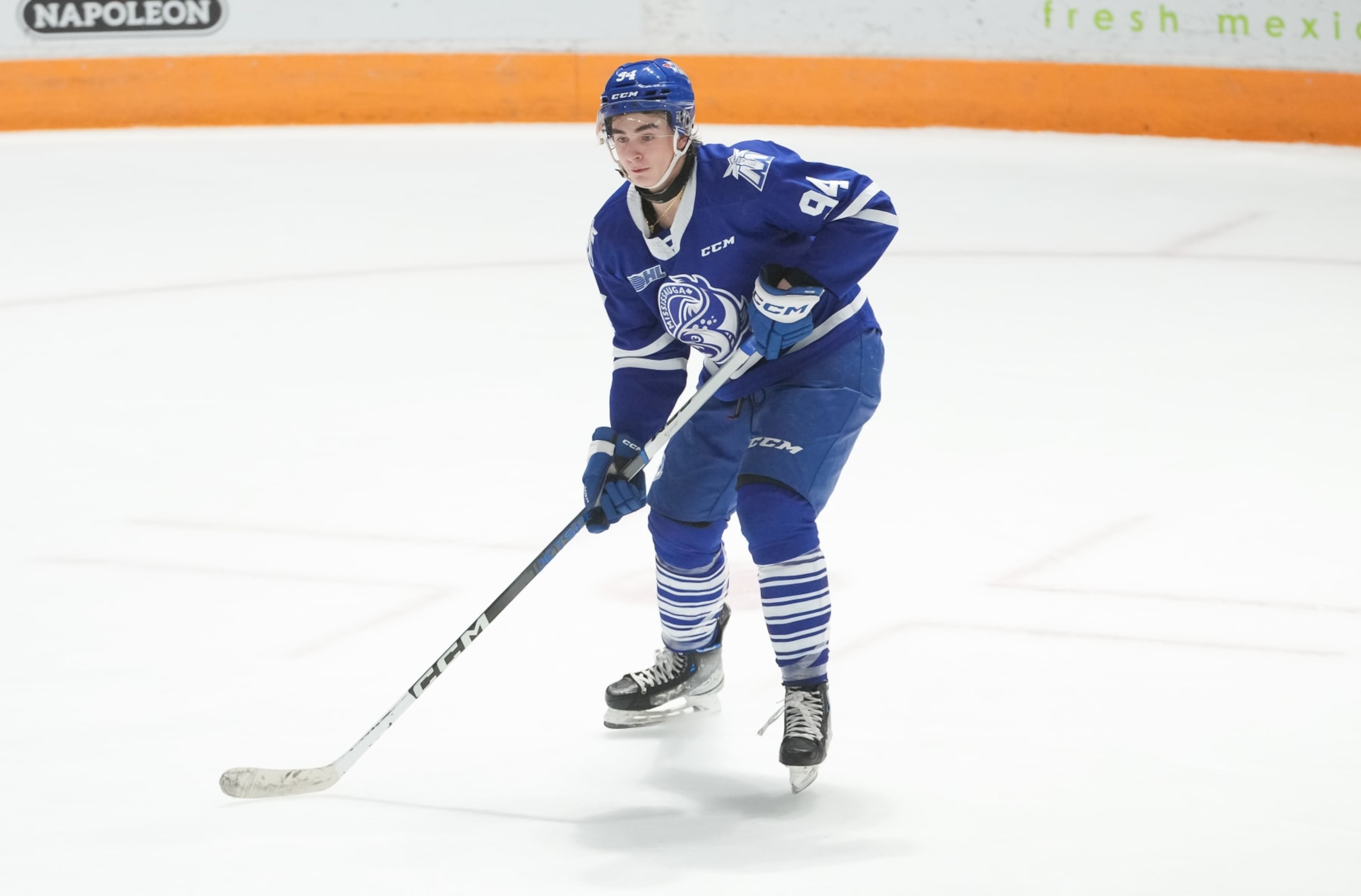 OSHAWA, CANADA - DECEMBER 13: Porter Martone #94 of the Mississauga Steelheads skates against the Oshawa Generals at Tribute Communities Centre on December 13, 2023 in Oshawa, Ontario, Canada. (Photo by Chris Tanouye/Getty Images) OSHAWA, CANADA - DECEMBER 13: Porter Martone #94 of the Mississauga Steelheads skates against the Oshawa Generals at Tribute Communities Centre on December 13, 2023 in Oshawa, Ontario, Canada. (Photo by Chris Tanouye/Getty Images)