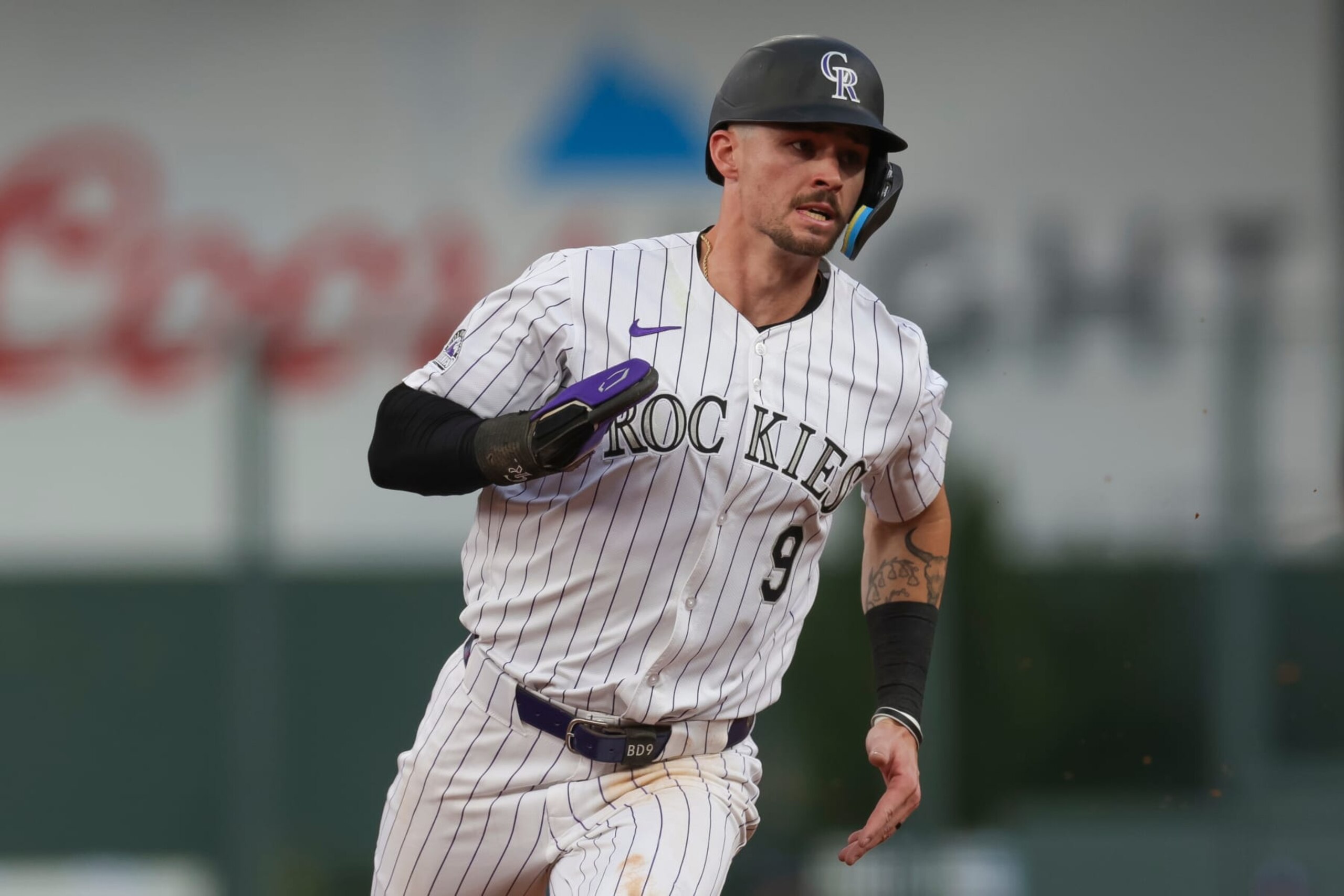 DENVER, COLORADO - JUNE 18: Brenton Doyle #9 of the Colorado Rockies runs the bases in the second inning against the Los Angeles Dodgers at Coors Field on June 18, 2024 in Denver, Colorado. (Photo by Brandon Sloter/Image Of Sport/Getty Images)