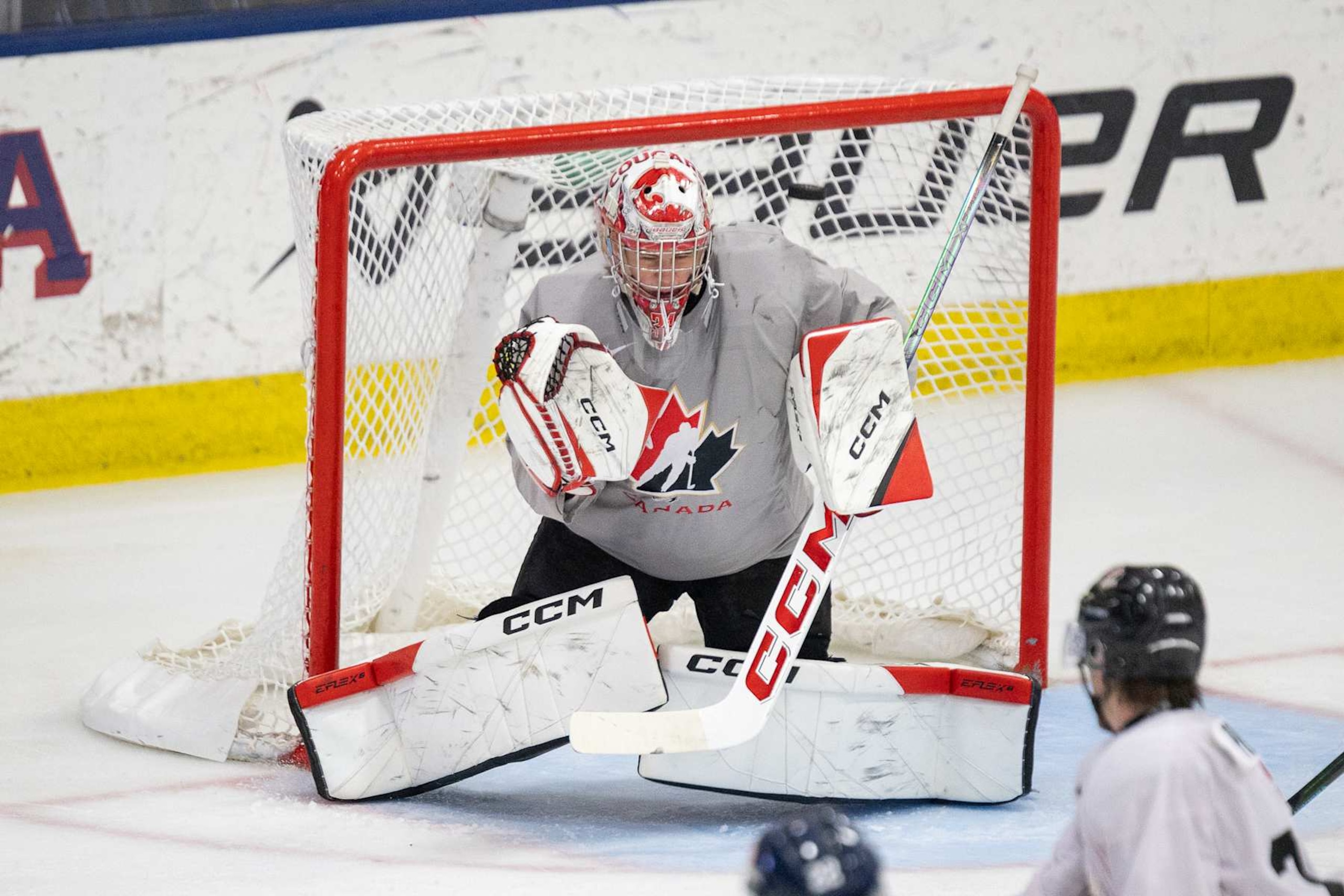 PLYMOUTH, MI - AUGUST 2: Joshua Ravensbergen #31 of Team Canada makes a save during the 2024 World Junior Summer Showcase between Finland and Canada at USA Hockey Arena on August 2, 2024 in Plymouth, Michigan. (Photo by Michael Miller/ISI Photos/Getty Images) PLYMOUTH, MI - AUGUST 2: Joshua Ravensbergen #31 of Team Canada makes a save during the 2024 World Junior Summer Showcase between Finland and Canada at USA Hockey Arena on August 2, 2024 in Plymouth, Michigan. (Photo by Michael Miller/ISI Photos/Getty Images)
