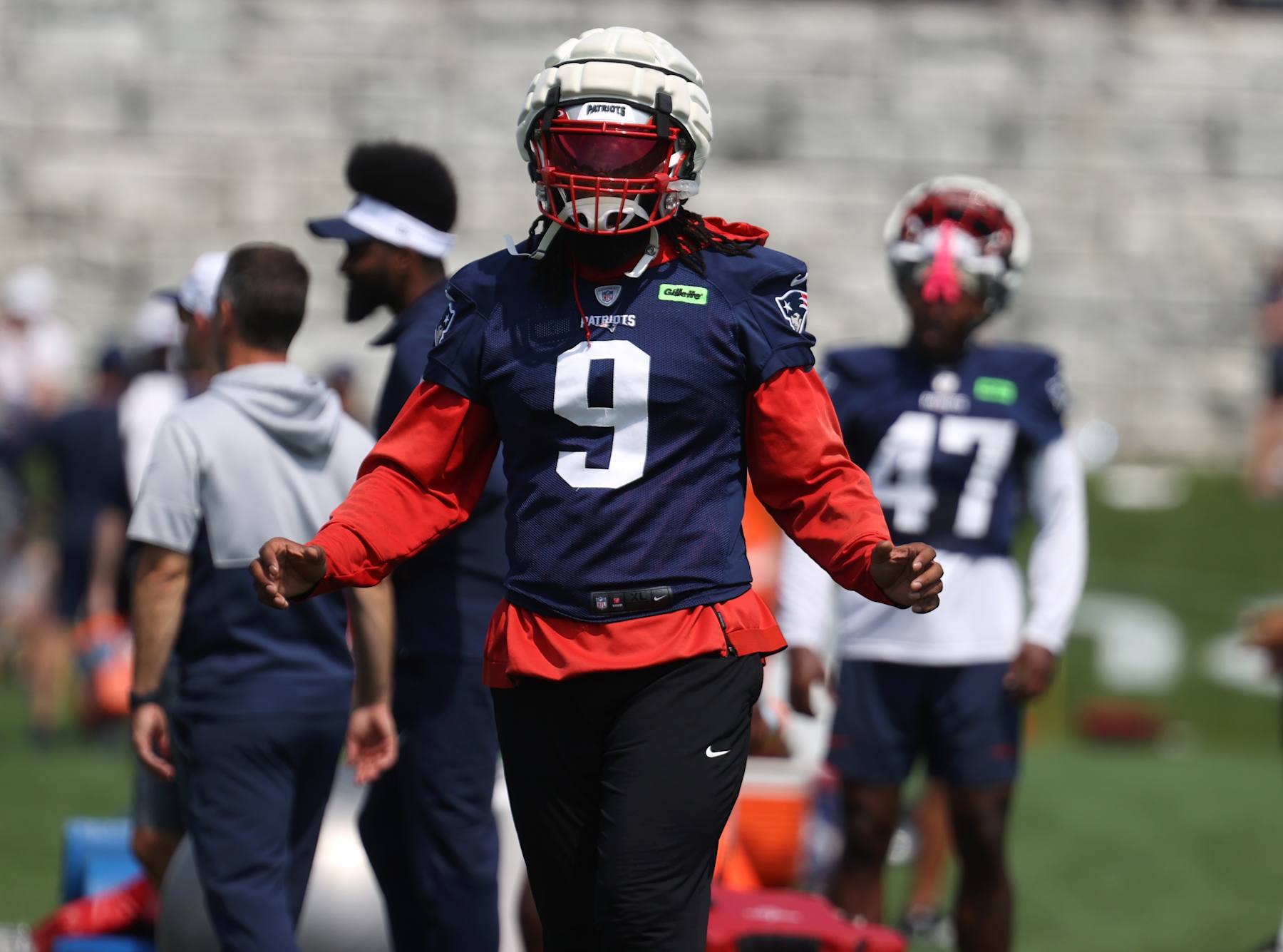 Foxborough, MA - August 1: New England Patriots LB Matthew Judon returns to practice after a brief holdout. (Photo by Jonathan Wiggs/The Boston Globe via Getty Images)