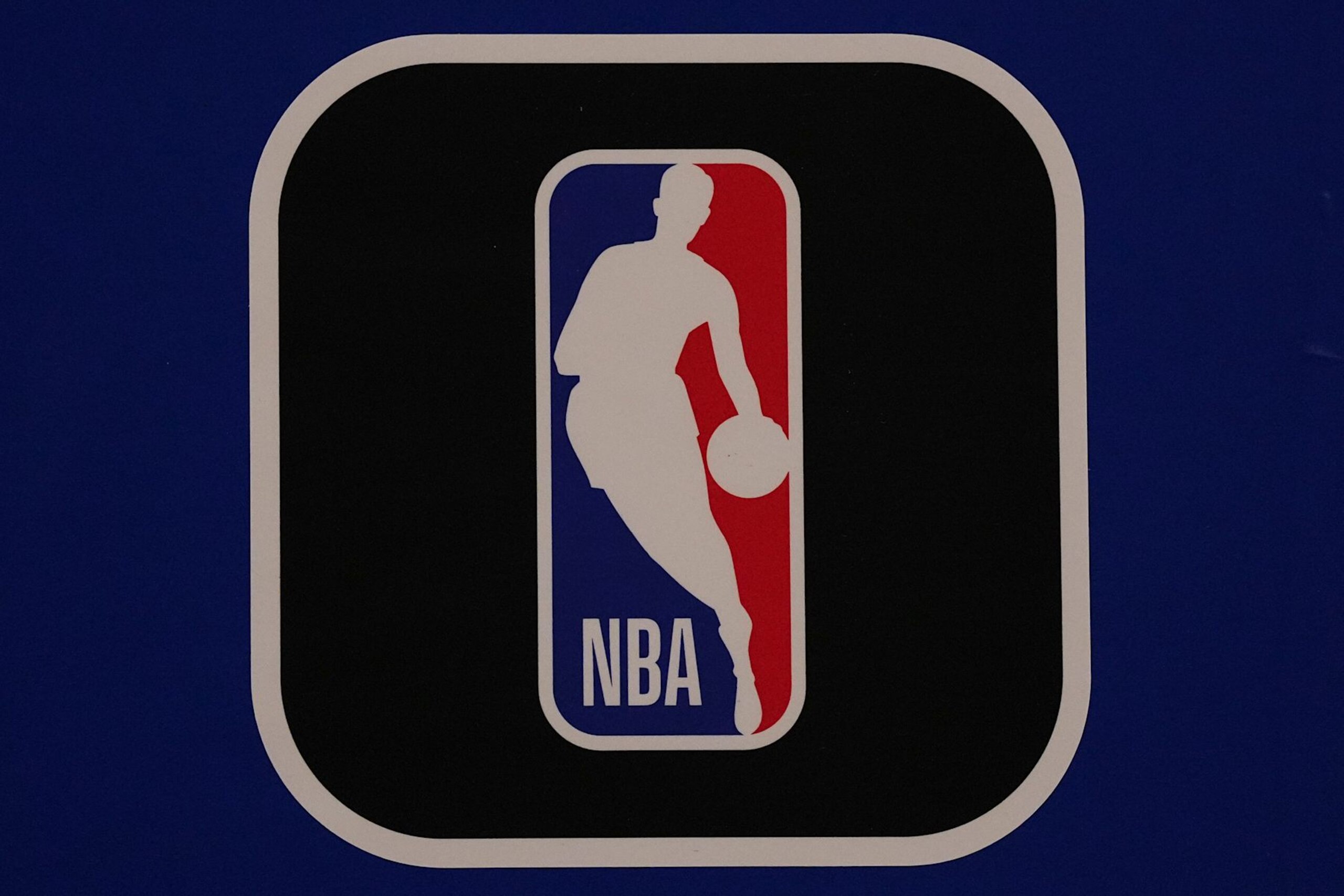 NEW YORK, NEW YORK - NOVEMBER 24: A detailed view of the NBA logo during the In-Season Tournament between the Miami Heat and New York Knicks at Madison Square Garden on November 24, 2023 in New York City. The New York Knicks defeated the Miami Heat 100-98. NOTE TO USER: User expressly acknowledges and agrees that, by downloading and or using this photograph, User is consenting to the terms and conditions of the Getty Images License Agreement. (Photo by Mitchell Leff/Getty Images)