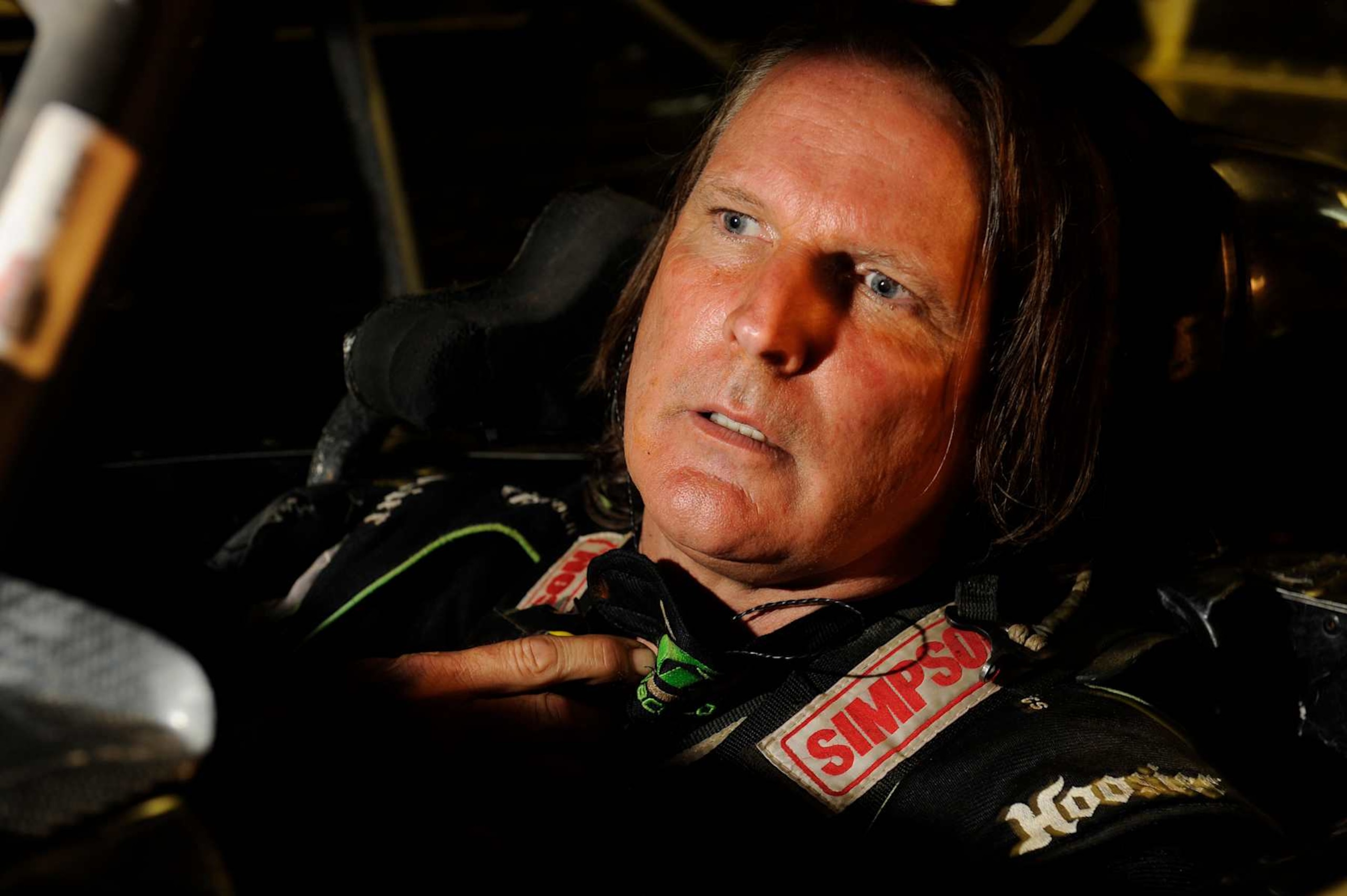 2014 June 20 | Friday: Scott Bloomquist (0) Ford Mustang driver after qualifying races for the 16th Annual Grassy Smith Memorial 50-lap Lucas Oil Dirt Late Model Series event at Cherokee Speedway in Gaffney, South Carolina. (Photo by David Allio/Icon SMI/Corbis/Icon Sportswire via Getty Images)