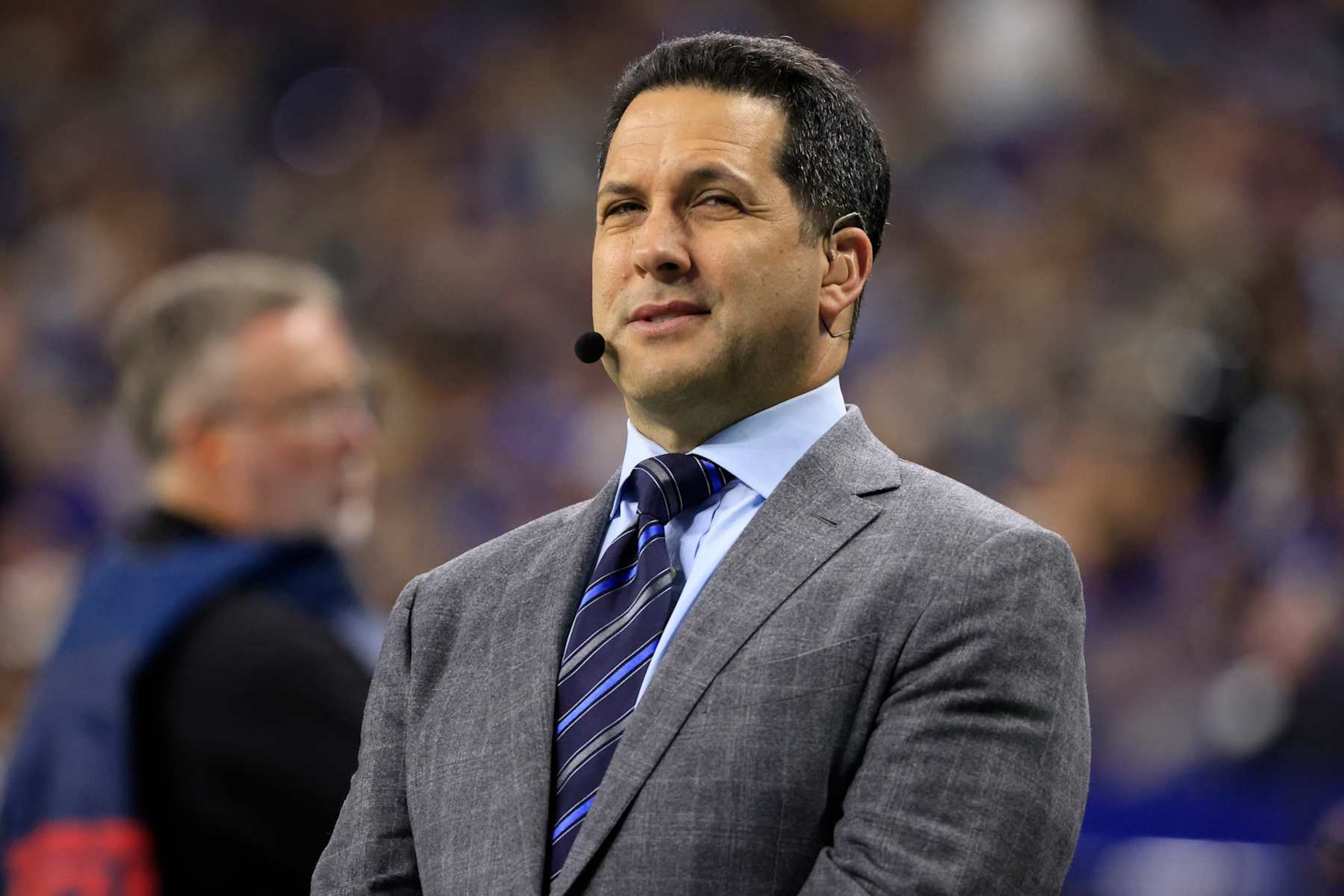INDIANAPOLIS, INDIANA - NOVEMBER 28: ESPN analyst Adam Schefter on the field in the game between the Pittsburg Steelers and the Indianapolis Colts at Lucas Oil Stadium on November 28, 2022 in Indianapolis, Indiana. (Photo by Justin Casterline/Getty Images)