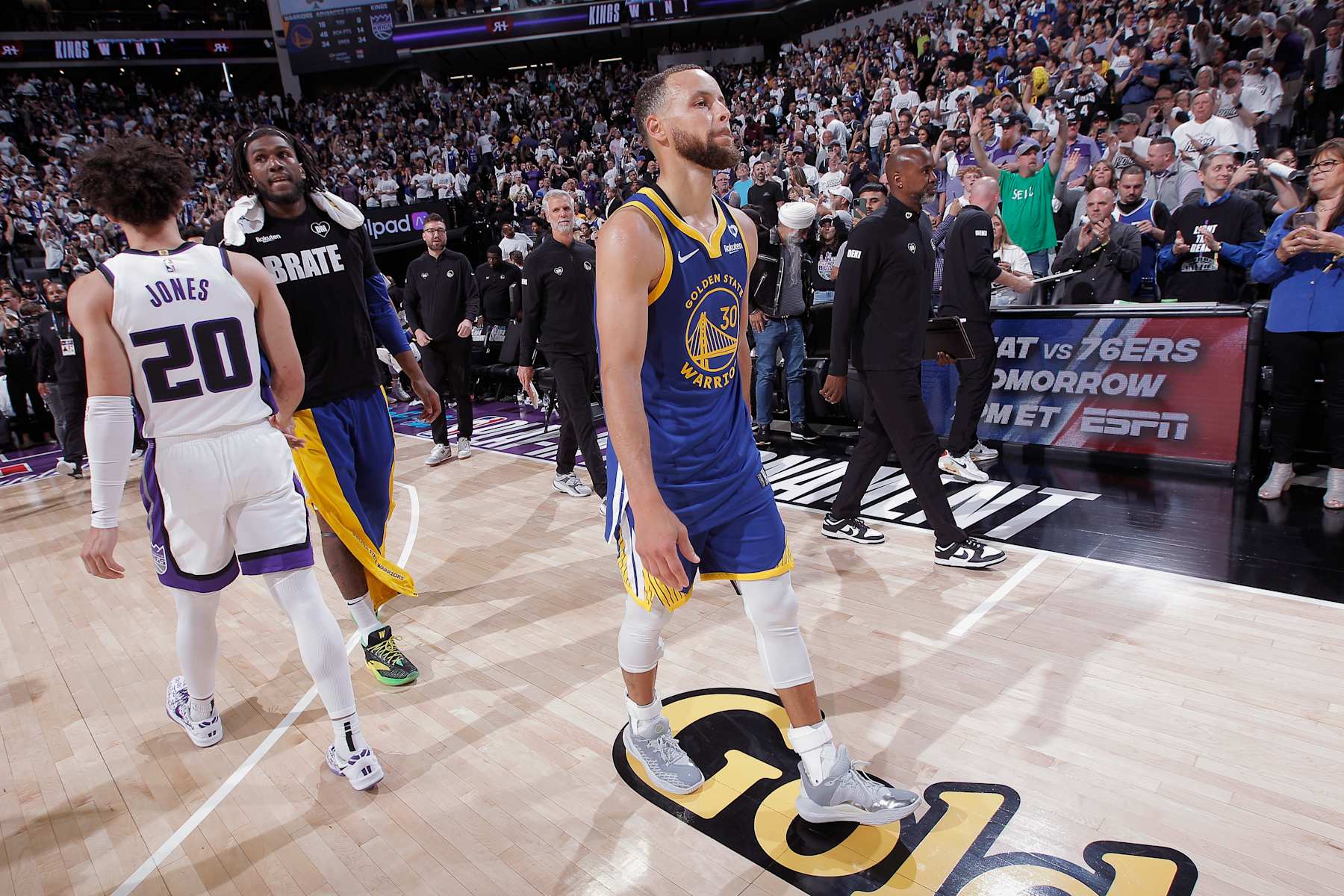 SACRAMENTO, CA - APRIL 16: Stephen Curry #30 of the Golden State Warriors after the game against the Sacramento Kings during the 2024 Play-In Tournament on April 16, 2024 at Golden 1 Center in Sacramento, California. NOTE TO USER: User expressly acknowledges and agrees that, by downloading and or using this photograph, User is consenting to the terms and conditions of the Getty Images Agreement. Mandatory Copyright Notice: Copyright 2024 NBAE (Photo by Rocky Widner/NBAE via Getty Images)