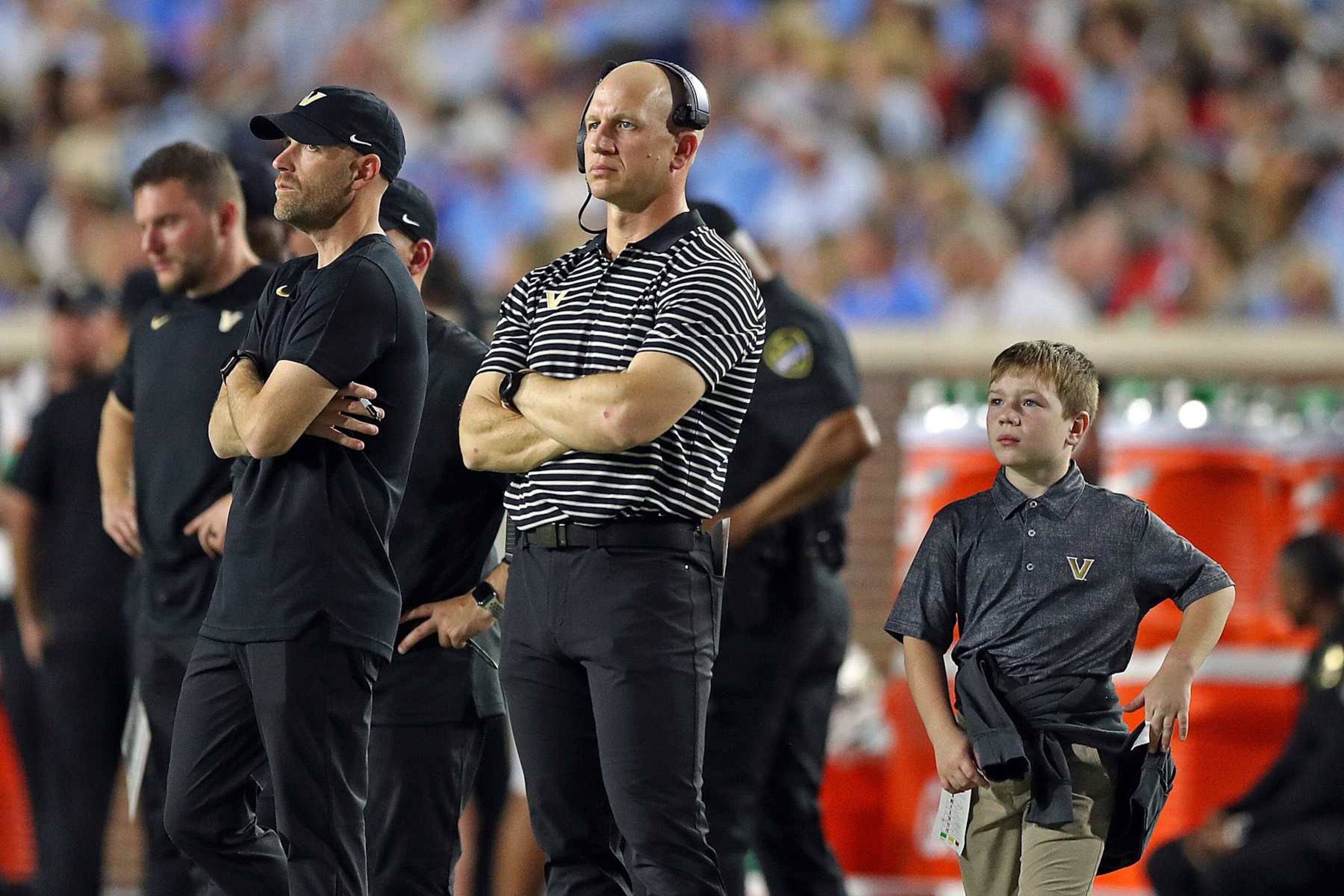 OXFORD, MISSISSIPPI - OCTOBER 28: Head coach Clark Lea of the Vanderbilt Commodores during the first half against the Mississippi Rebels at Vaught-Hemingway Stadium on October 28, 2023 in Oxford, Mississippi. (Photo by Justin Ford/Getty Images)