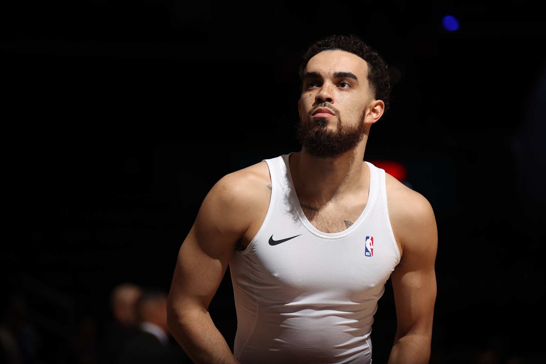 WASHINGTON, DC -  MARCH 21: Tyus Jones #5 of the Washington Wizards warms up before the game against the Sacramento Kings on March 21, 2024 at Capital One Arena in Washington, DC. NOTE TO USER: User expressly acknowledges and agrees that, by downloading and or using this Photograph, user is consenting to the terms and conditions of the Getty Images License Agreement. Mandatory Copyright Notice: Copyright 2024 NBAE (Photo by Stephen Gosling/NBAE via Getty Images)