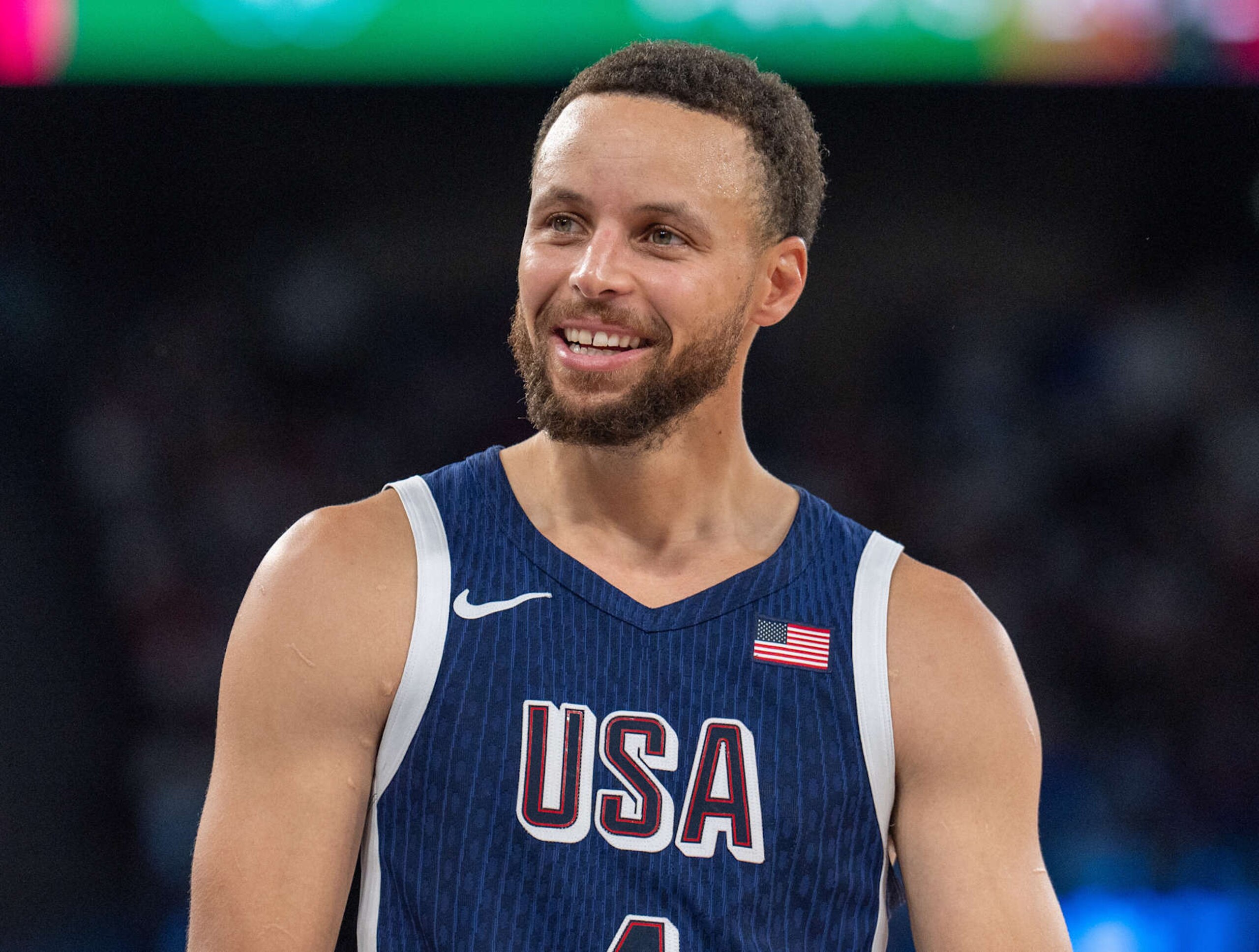 PARIS, FRANCE - AUGUST 10: Stephen Curry of Team USA gestures during Men's Gold Medal game between Team France and Team United States on day fifteen of the Olympic Games Paris 2024 at Bercy Arena on August 10, 2024 in Paris, France. (Photo by Aytac Unal/Anadolu via Getty Images) PARIS, FRANCE - AUGUST 10: Stephen Curry of Team USA gestures during Men's Gold Medal game between Team France and Team United States on day fifteen of the Olympic Games Paris 2024 at Bercy Arena on August 10, 2024 in Paris, France. (Photo by Aytac Unal/Anadolu via Getty Images)