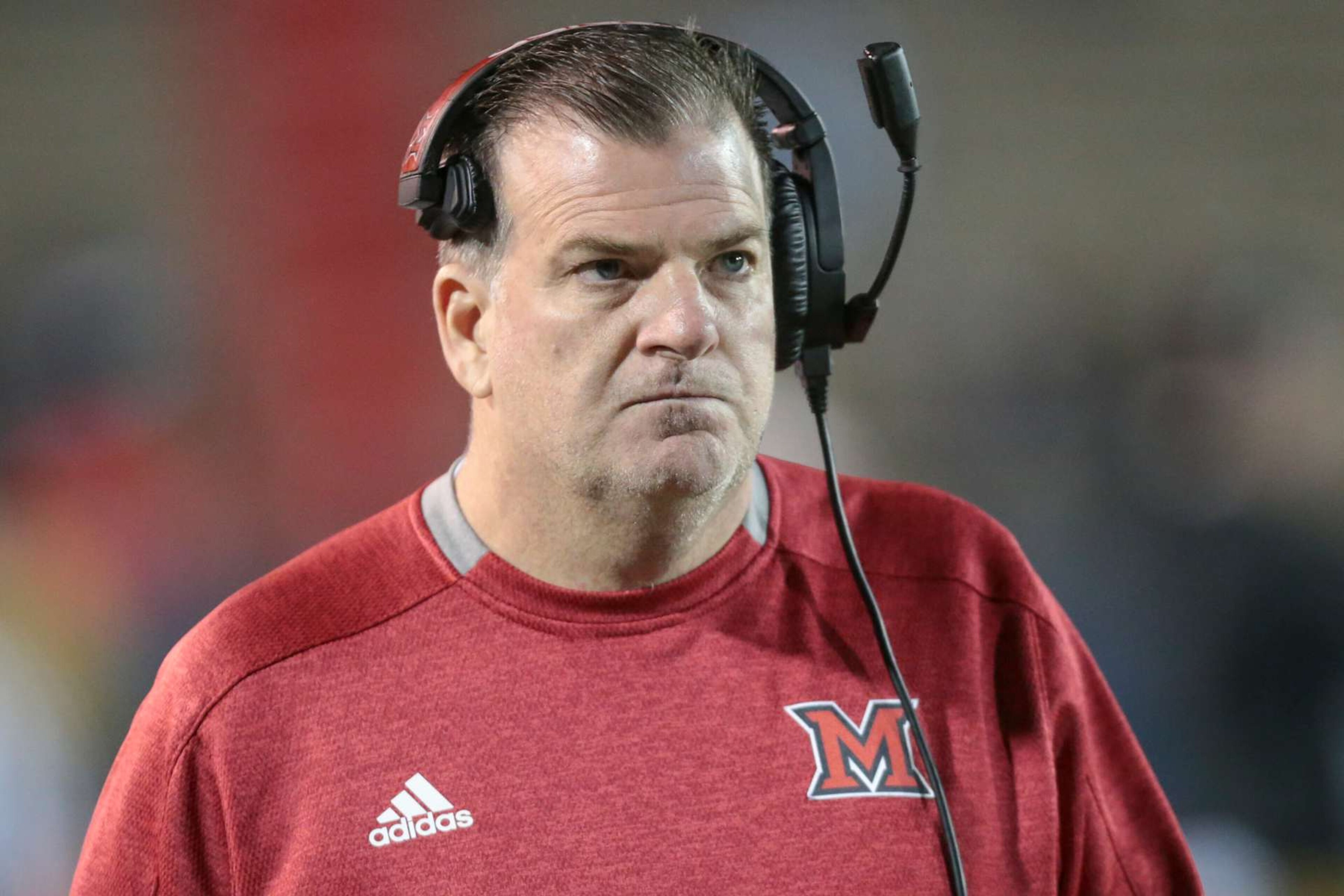 MOBILE, AL - JANUARY 06: Miami (OH) Redhawks head coach Chuck Martin during the Lending Tree Bowl between the Louisiana-Lafayette Ragin Cajuns and the Miami (OH) Redhawks on January 06, 2020, at Ladd-Peebles Stadium, Mobile, AL. (Photo by Bobby McDuffie/Icon Sportswire via Getty Images) MOBILE, AL - JANUARY 06: Miami (OH) Redhawks head coach Chuck Martin during the Lending Tree Bowl between the Louisiana-Lafayette Ragin Cajuns and the Miami (OH) Redhawks on January 06, 2020, at Ladd-Peebles Stadium, Mobile, AL. (Photo by Bobby McDuffie/Icon Sportswire via Getty Images)