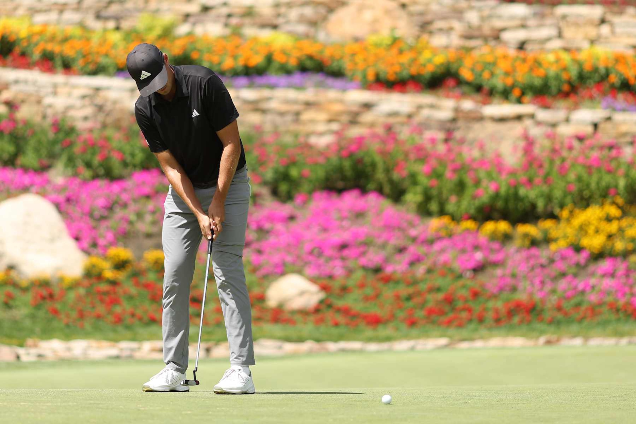 CASTLE ROCK, COLORADO - AUGUST 23: Ludvig Aberg of Sweden putts on the 11th green during the second round of the BMW Championship at Castle Pines Golf Club on August 23, 2024 in Castle Rock, Colorado. (Photo by Christian Petersen/Getty Images)