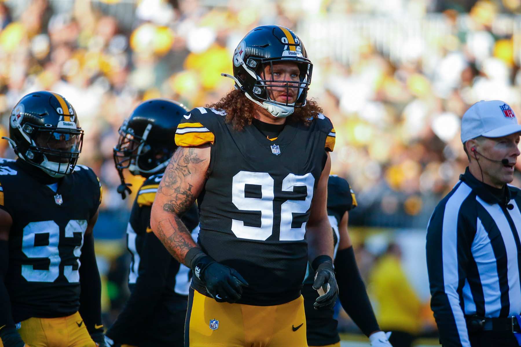 PITTSBURGH, PA - NOVEMBER 12:  Isaiahh Loudermilk #92 of the Pittsburgh Steelers in action against the Green Bay Packers on November 12, 2023 at Acrisure Stadium in Pittsburgh, Pennsylvania.  (Photo by Justin K. Aller/Getty Images)