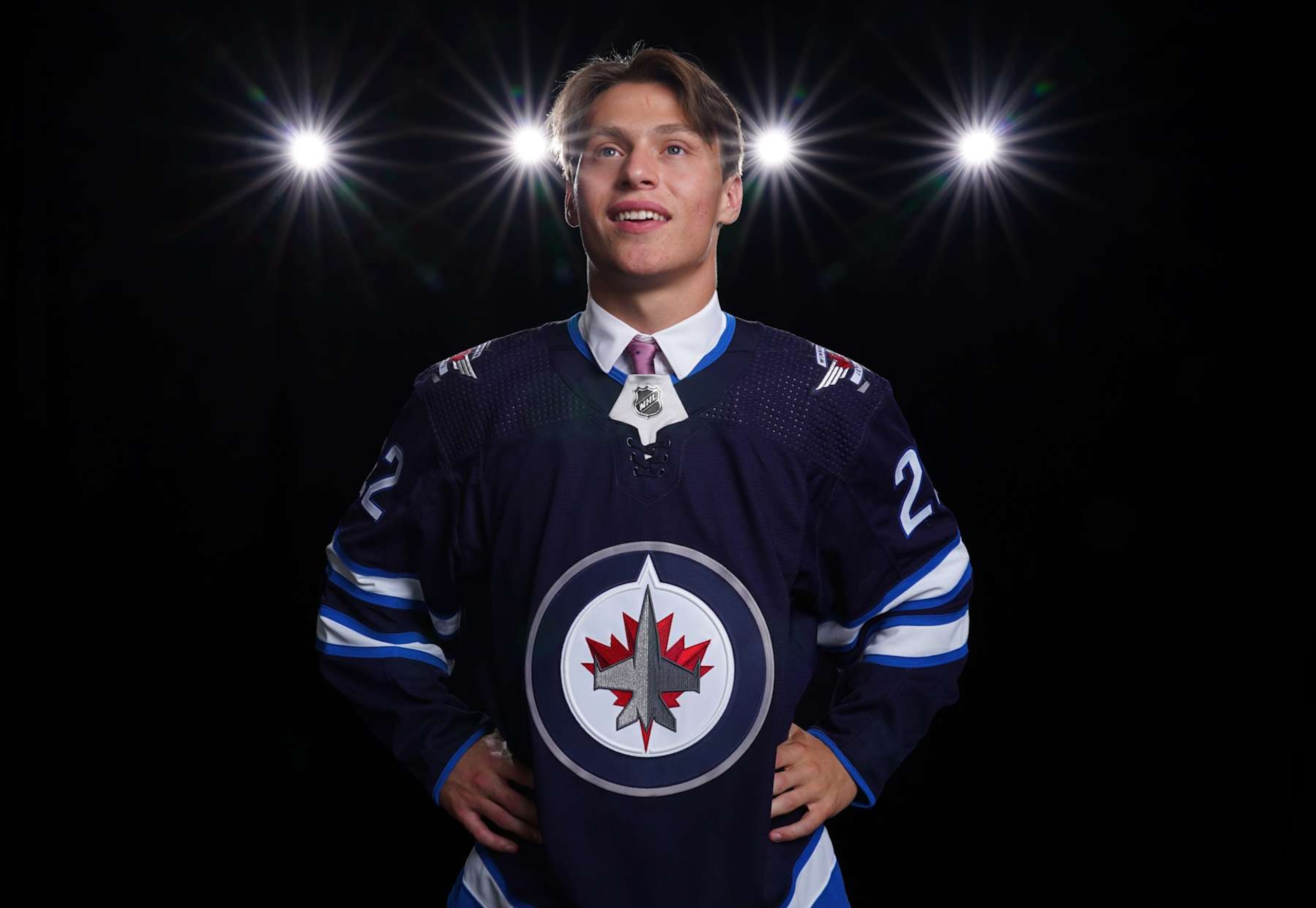 MONTREAL, QUEBEC - JULY 07: Rutger Mcgroarty poses for a portrait after being selected 14th overall by the Winnipeg Jets during the first round of the 2022 Upper Deck NHL Draft at Bell Centre on July 07, 2022 in Montreal, Quebec. (Photo by Andre Ringuette/NHLI via Getty Images)